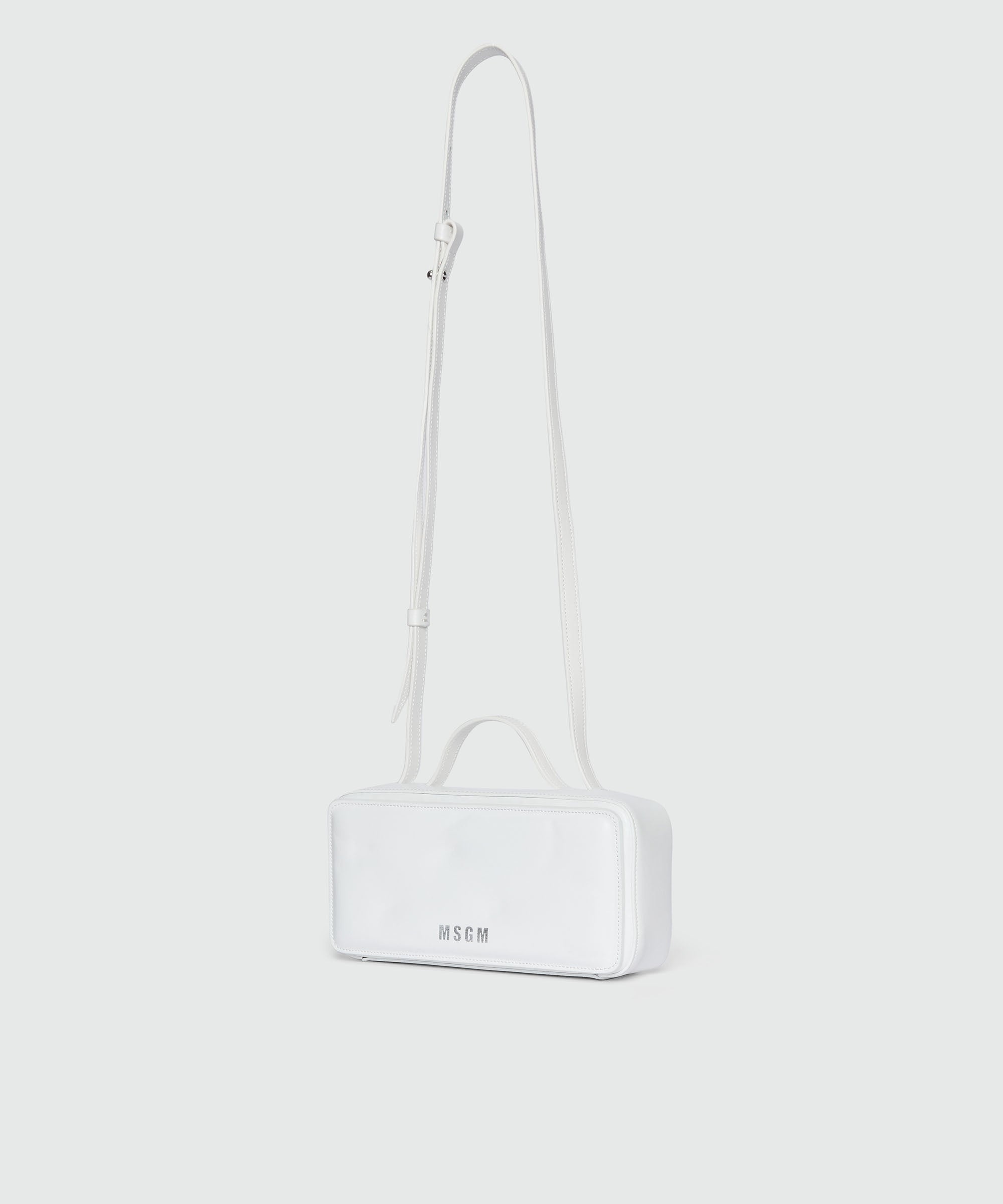 Small white shiny leather CLAP BAG - 3