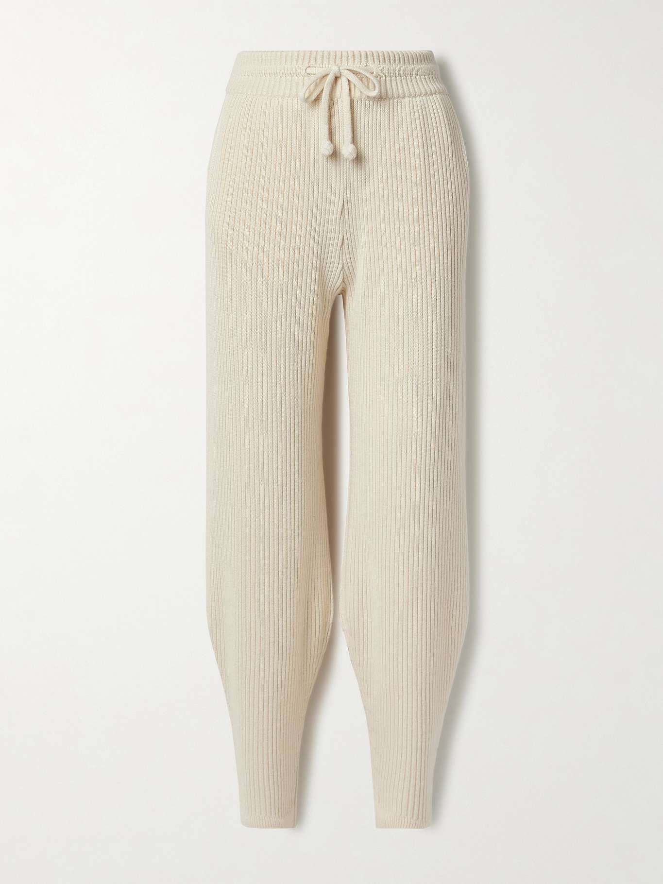 Ribbed silk and cashmere-blend tapered track pants - 1