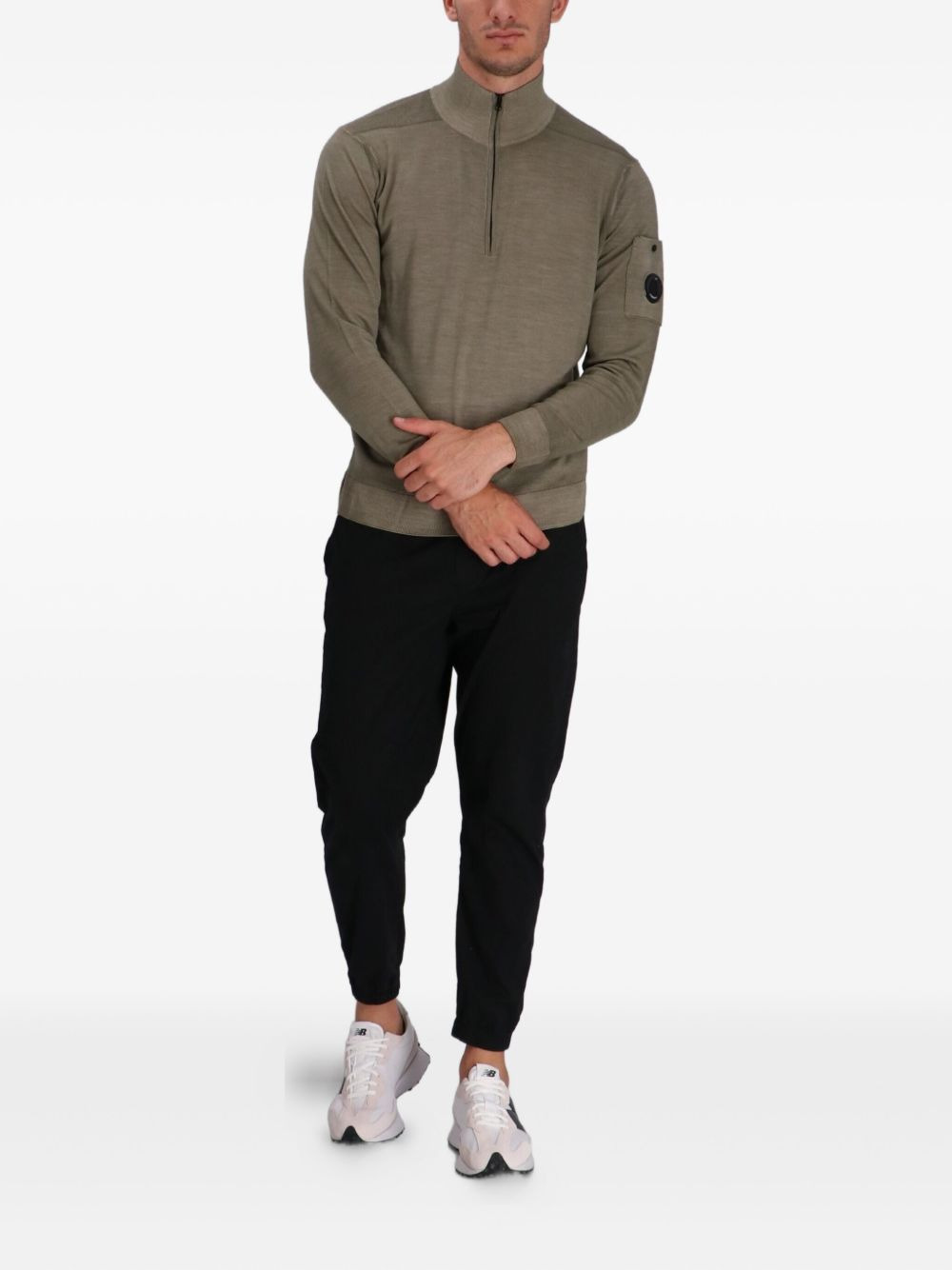 half-zip lens-pocket sweater - 2