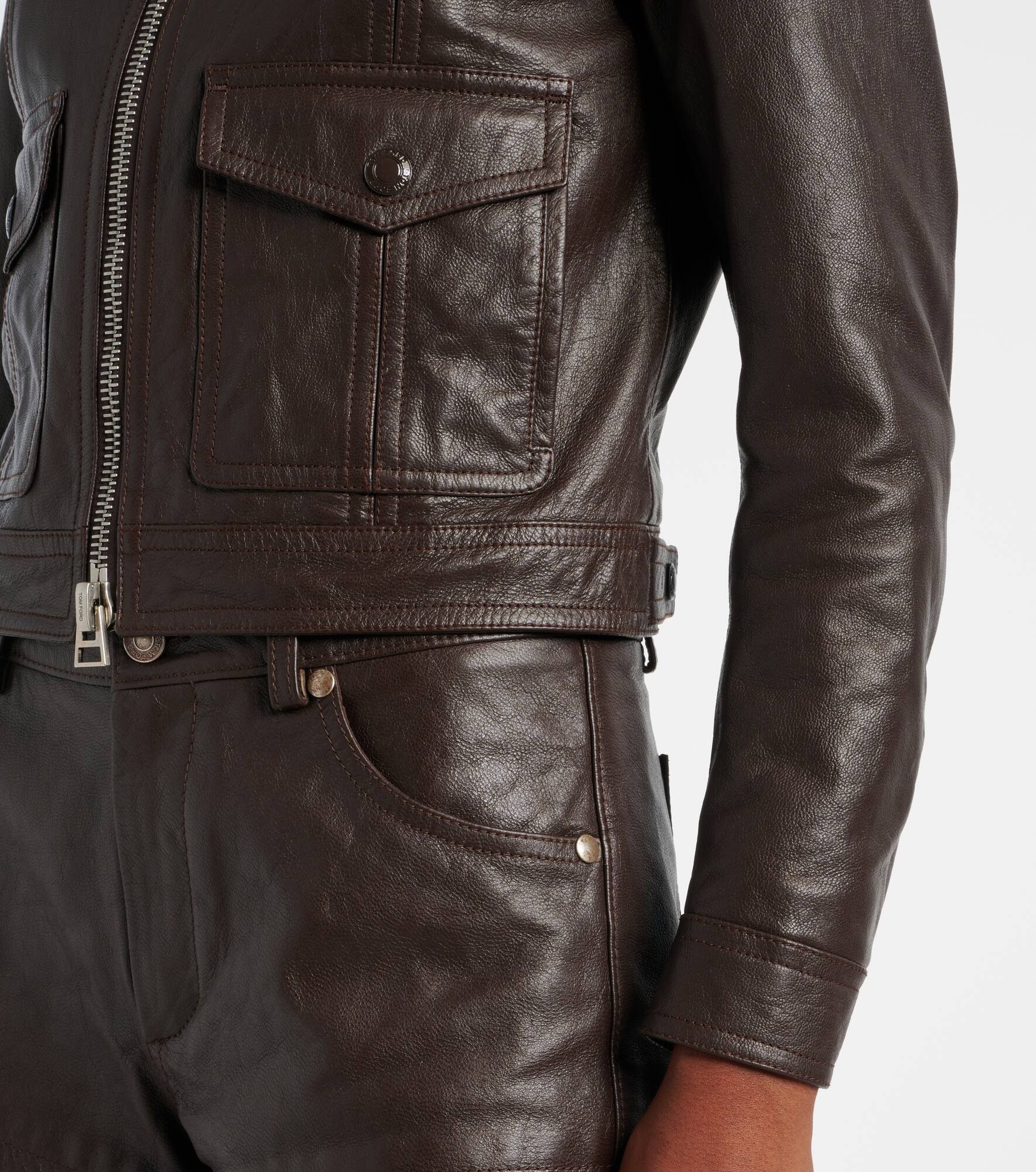 Leather biker jacket - 5