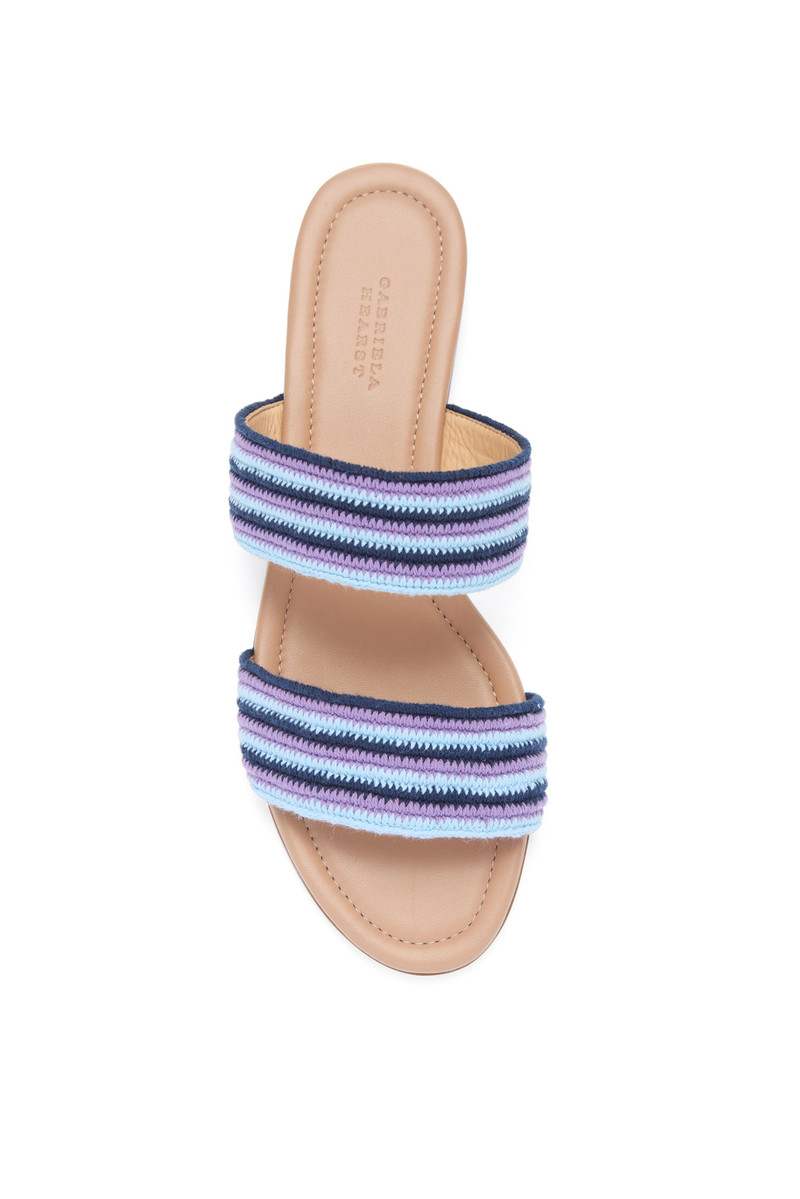 Lora Flat Sandal in Navy Multi Crochet 4