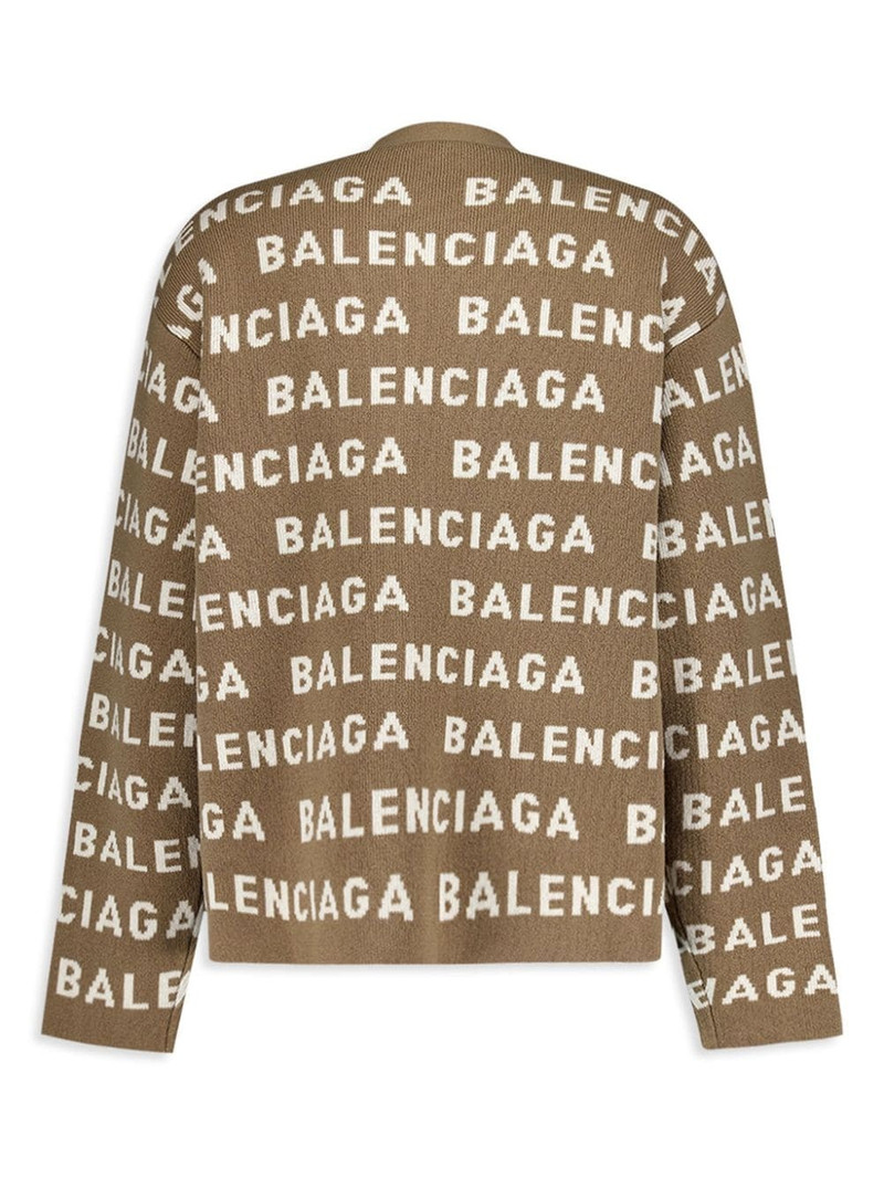 BALENCIAGA logo-intarsia V-neck cardigan outlook