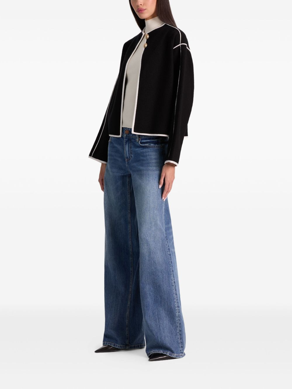 Pearson collared piped-trim sweater jacket - 3
