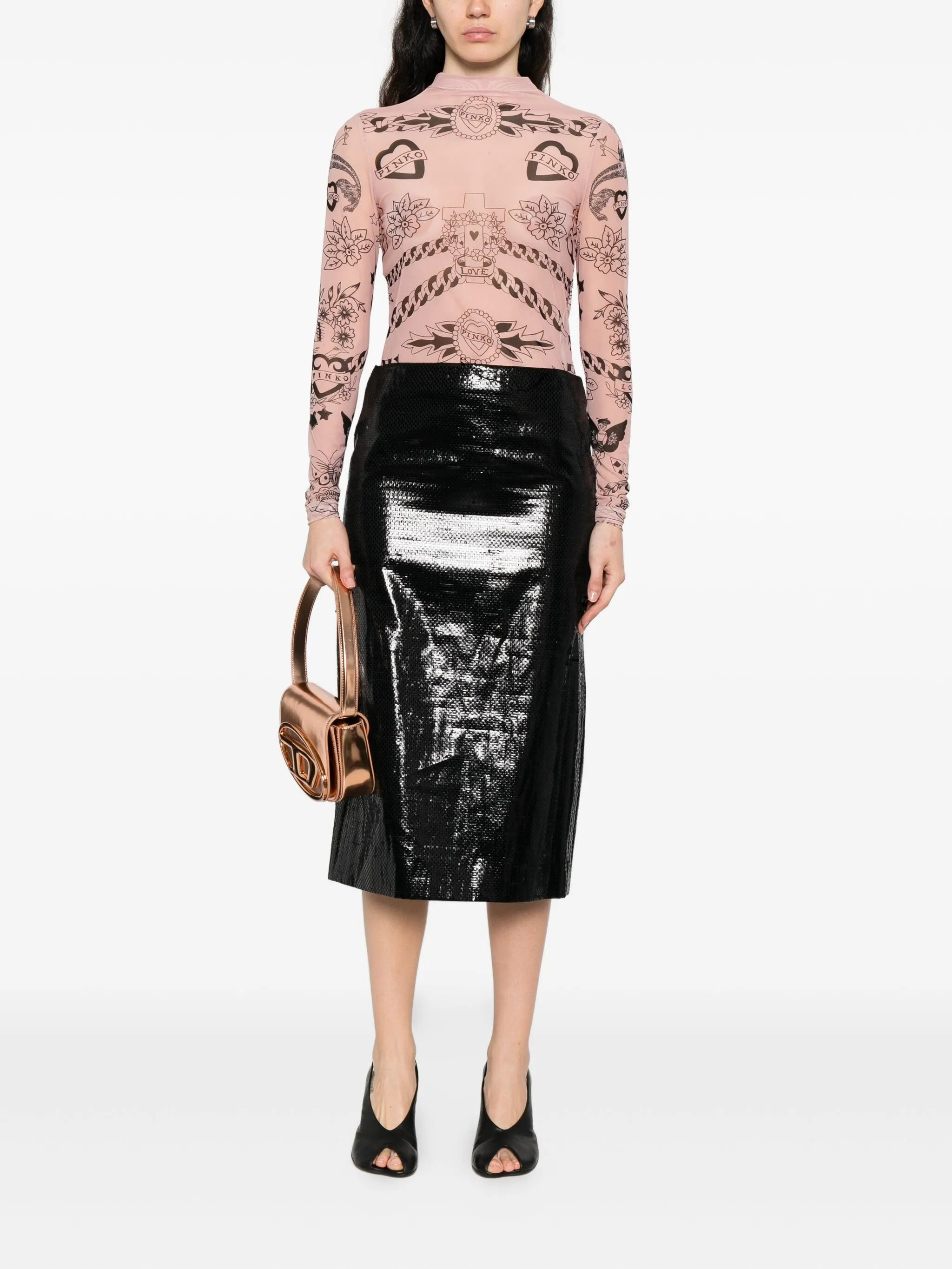 Pinko Graphic-print Mesh Top - 4