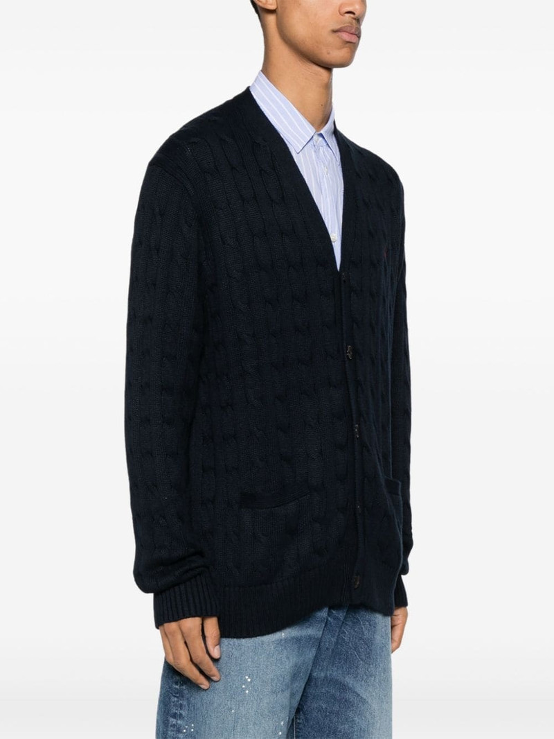 logo-embroidered cable-knit cardigan 3