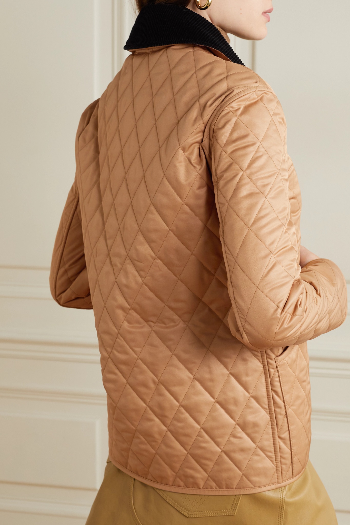 Corduroy-trimmed quilted shell jacket - 4