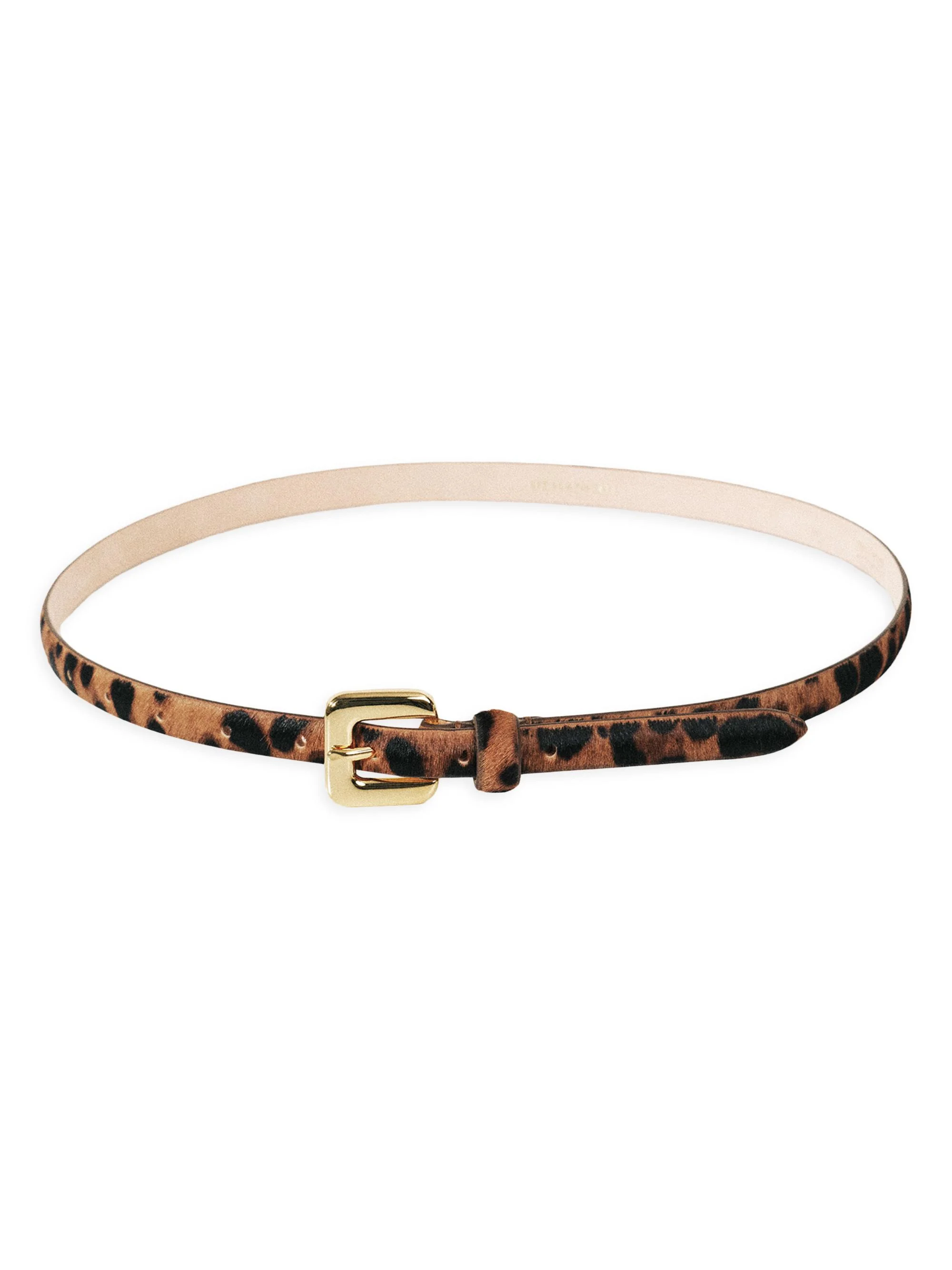 Women's Mara Leopard Calf Hair Leather Belt - Dark Jaguar And Gold - 1
