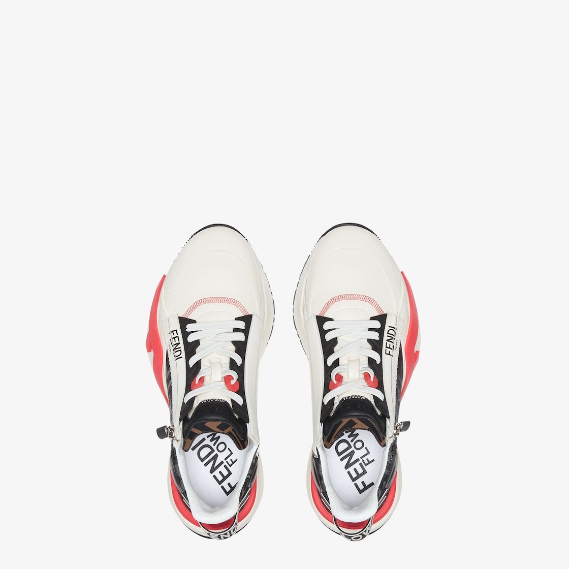 Slip-on sneakers with elastic laces, side zipper and corrugated sole with engraved F. Fendi Flow let - 4