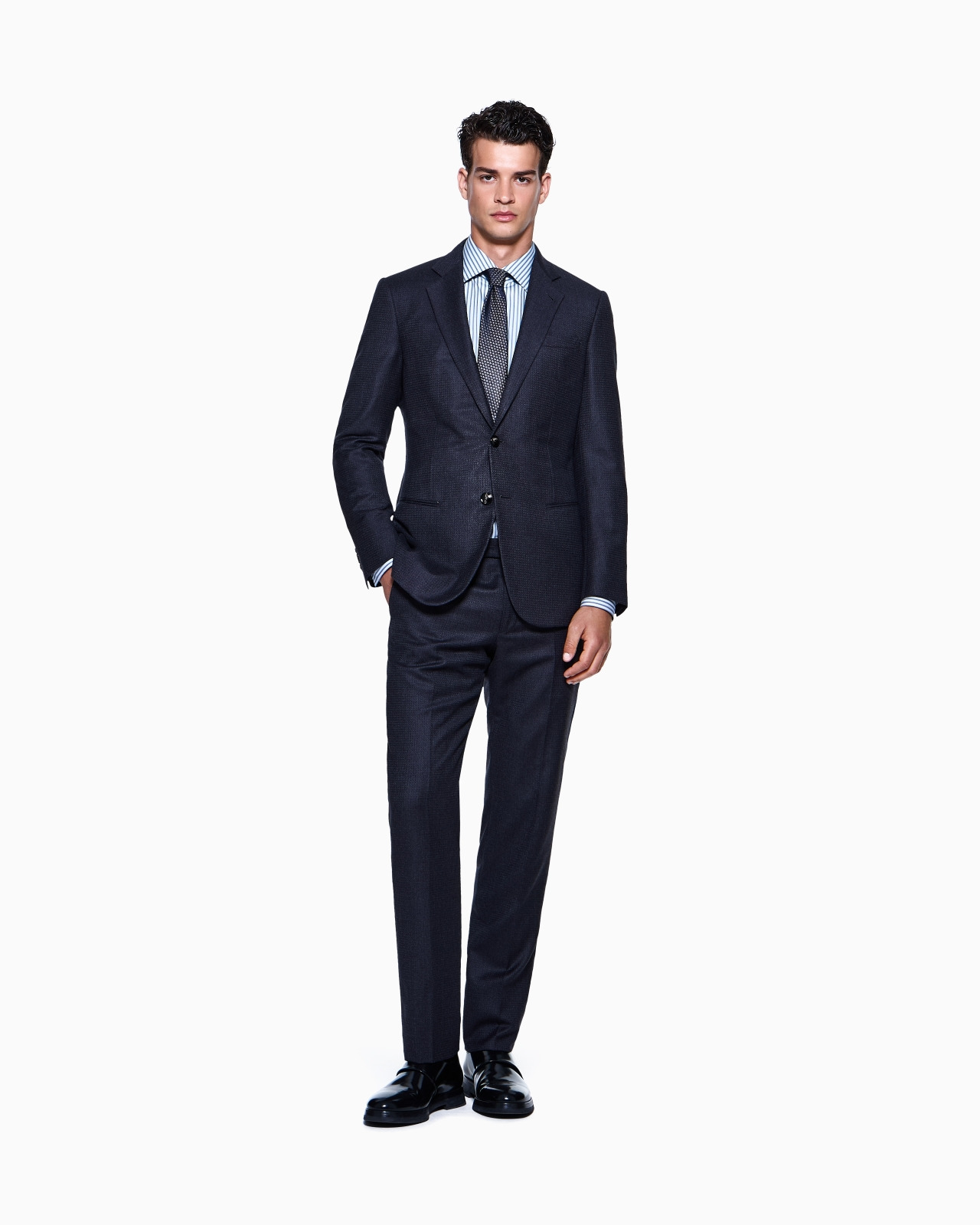 MANHATTAN LINE SINGLE-BREASTED SUIT IN HOUNDSTOOTH WOOL AND CASHMERE - 2