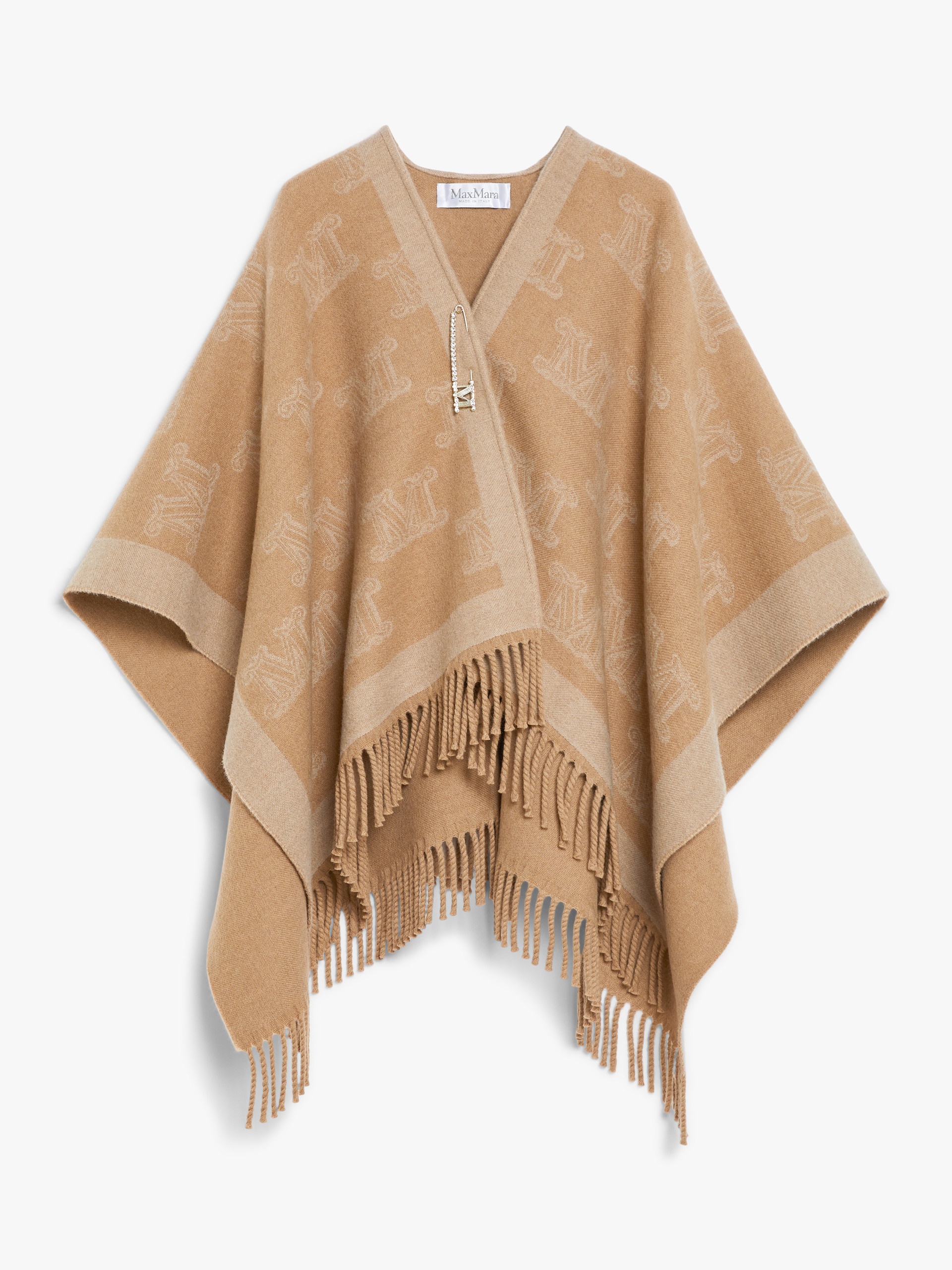 FRINE Jacquard wool poncho - 1