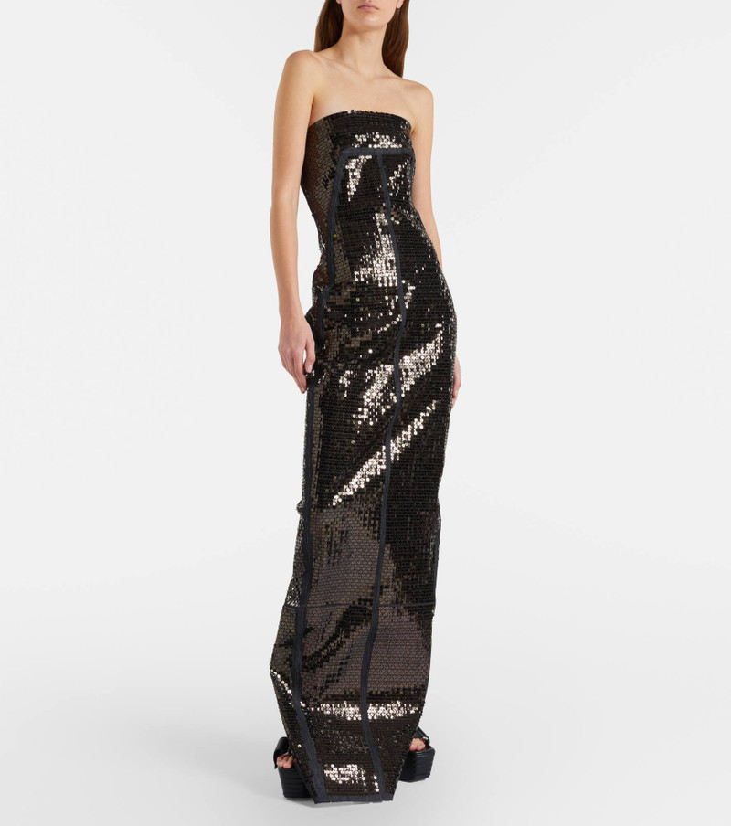 Rick Owens Sequined denim bustier gown outlook
