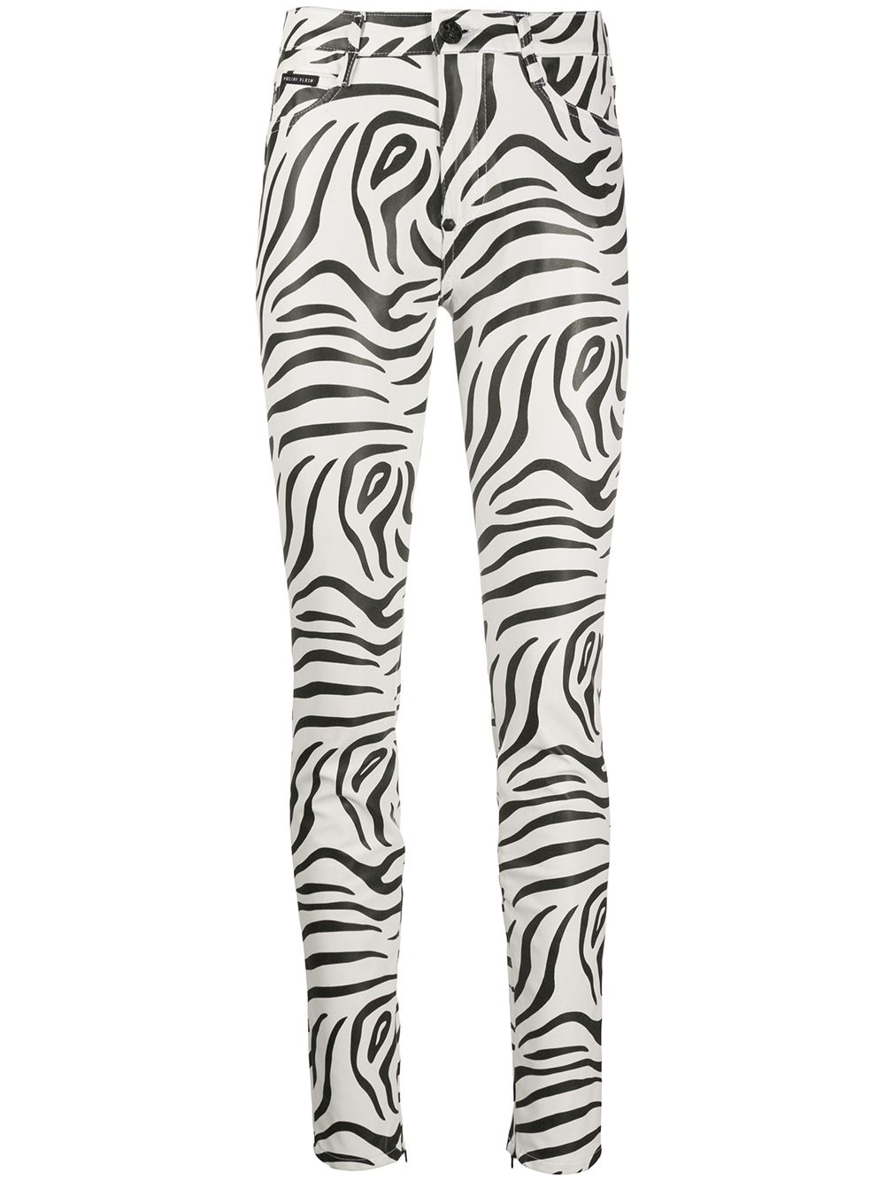 high-waisted zebra print trousers - 1