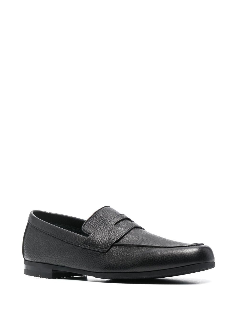 grained leather loafers - 2