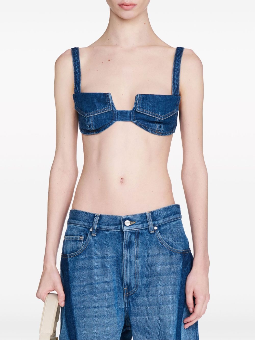 Pocket denim bra top - 4