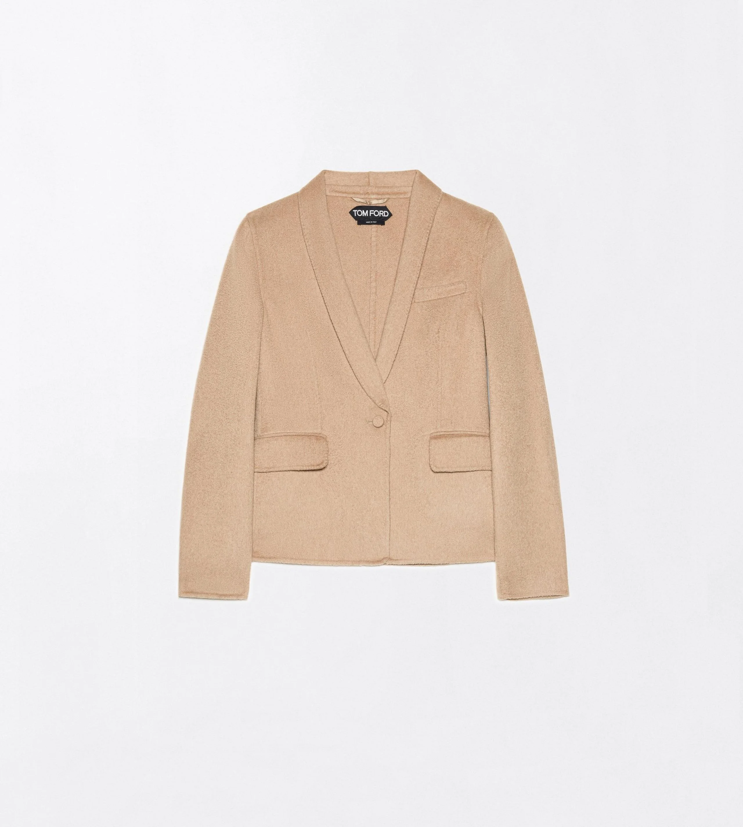 PURE CAMEL SINGLE BREASTED SHAWL LAPEL JACKET - 1