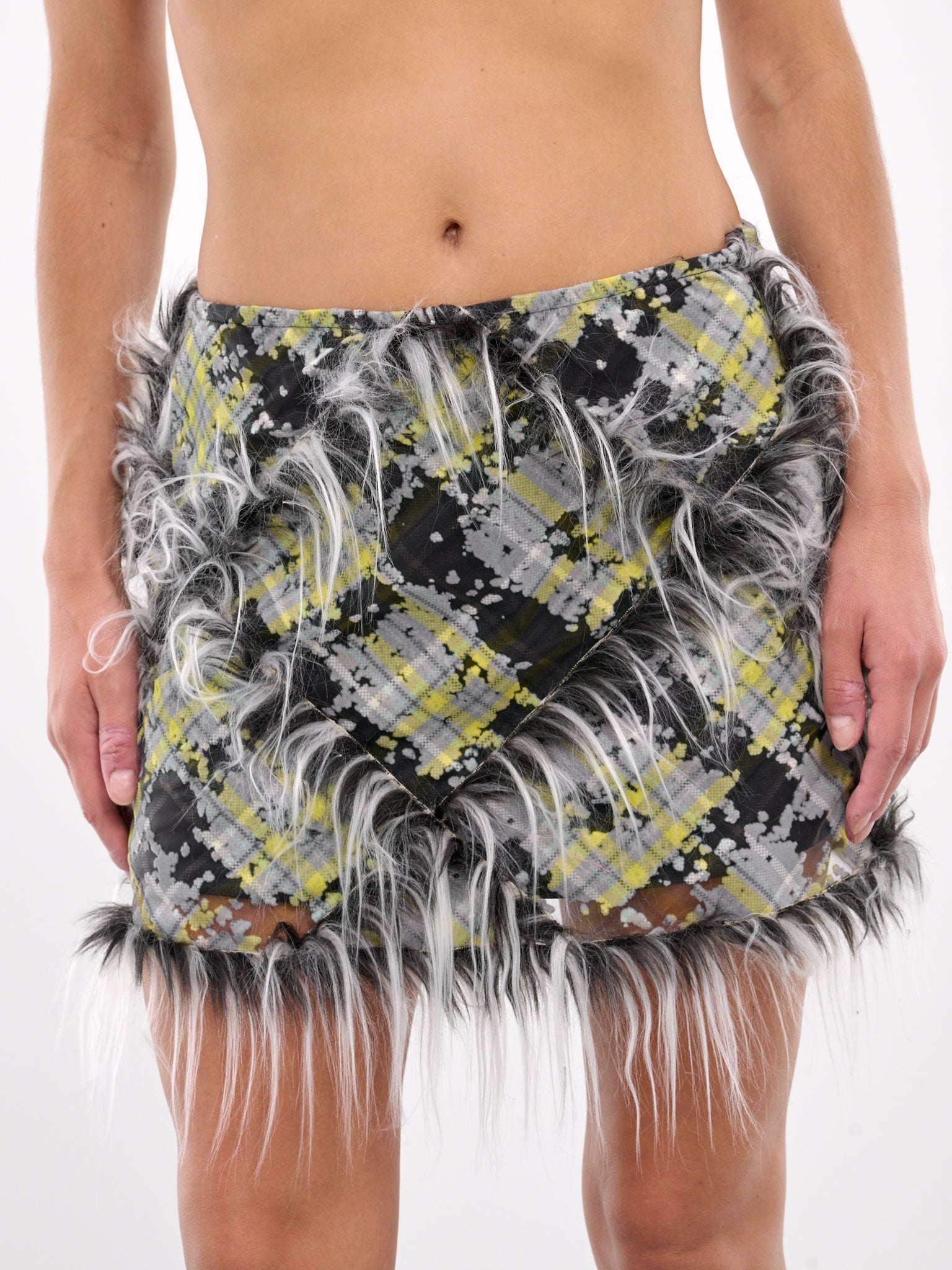 Sheer Faux Fur Mini Skirt - 5