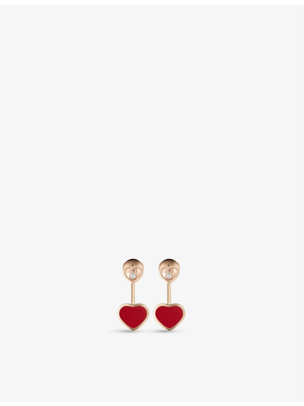 Happy Hearts 18ct rose-gold, 0.08ct diamond and red-stone earrings - 1