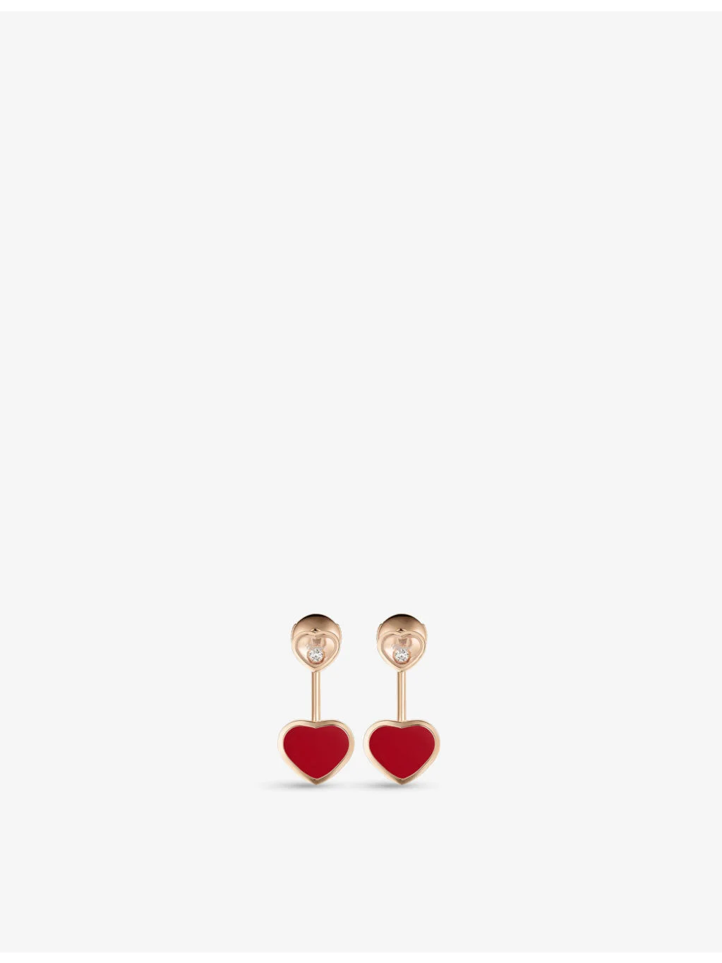 Happy Hearts 18ct rose-gold, 0.08ct diamond and red-stone earrings - 1