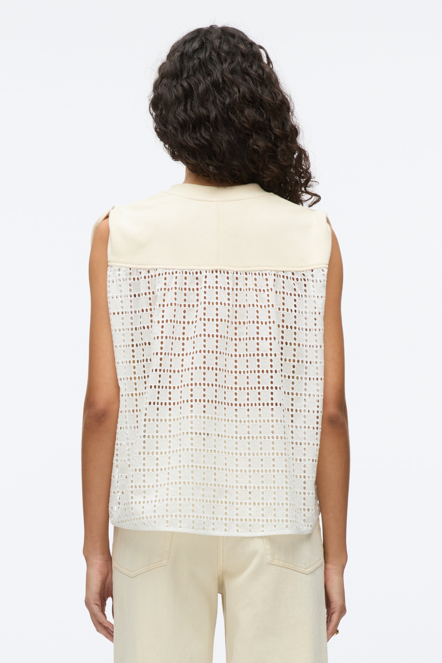 French Terry Top with Broiderie Anglaise Combo - 5