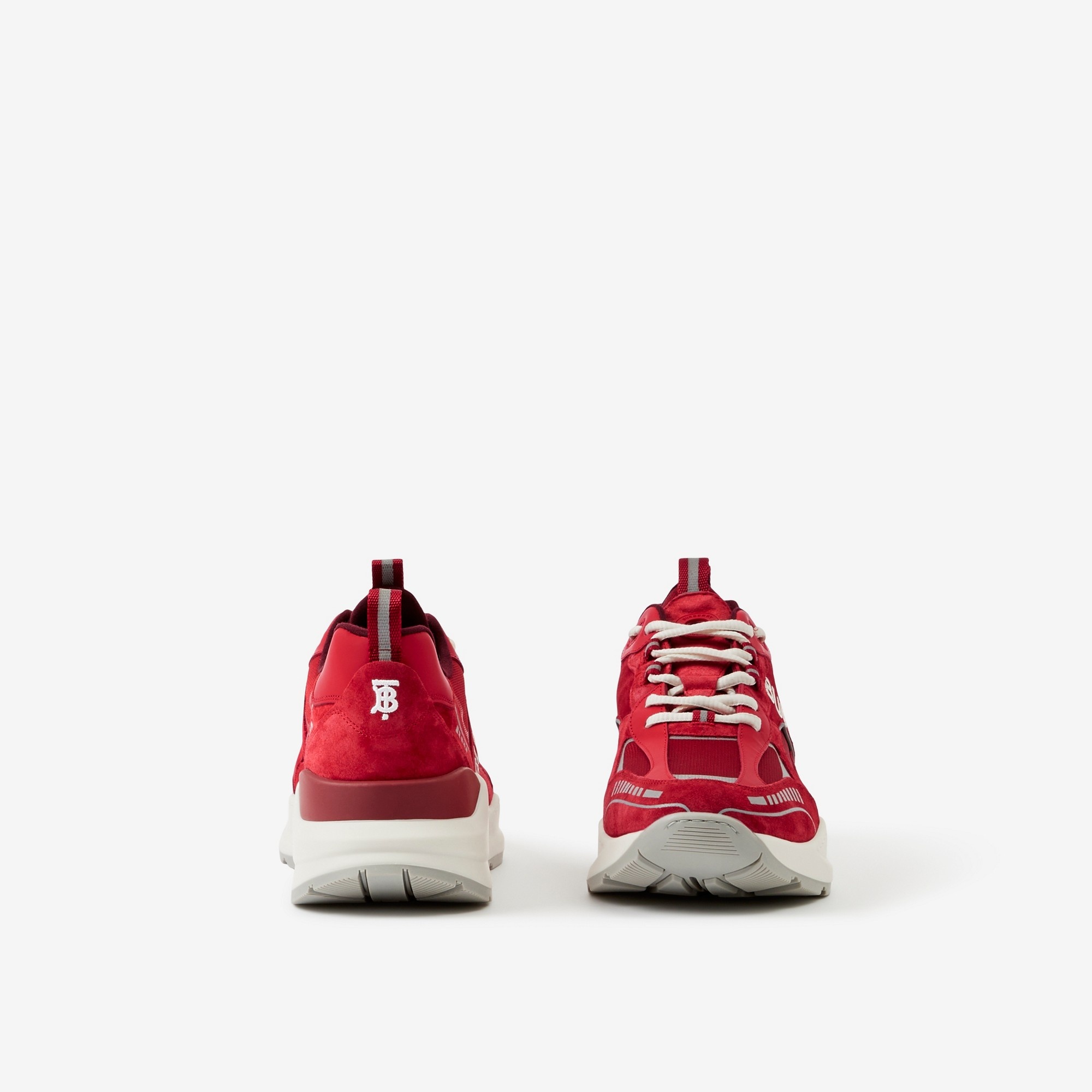 Logo Print Suede and Leather Sneakers - 4