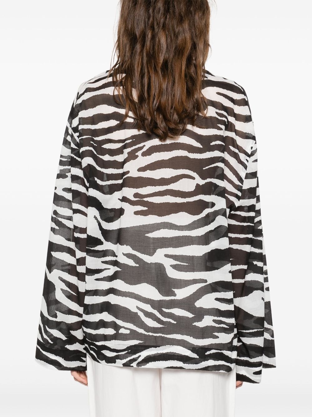 zebra-print blouse - 4