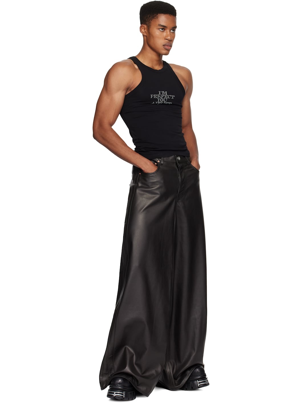 Black 'I'm Perfect You Adjust' Tank Top - 5