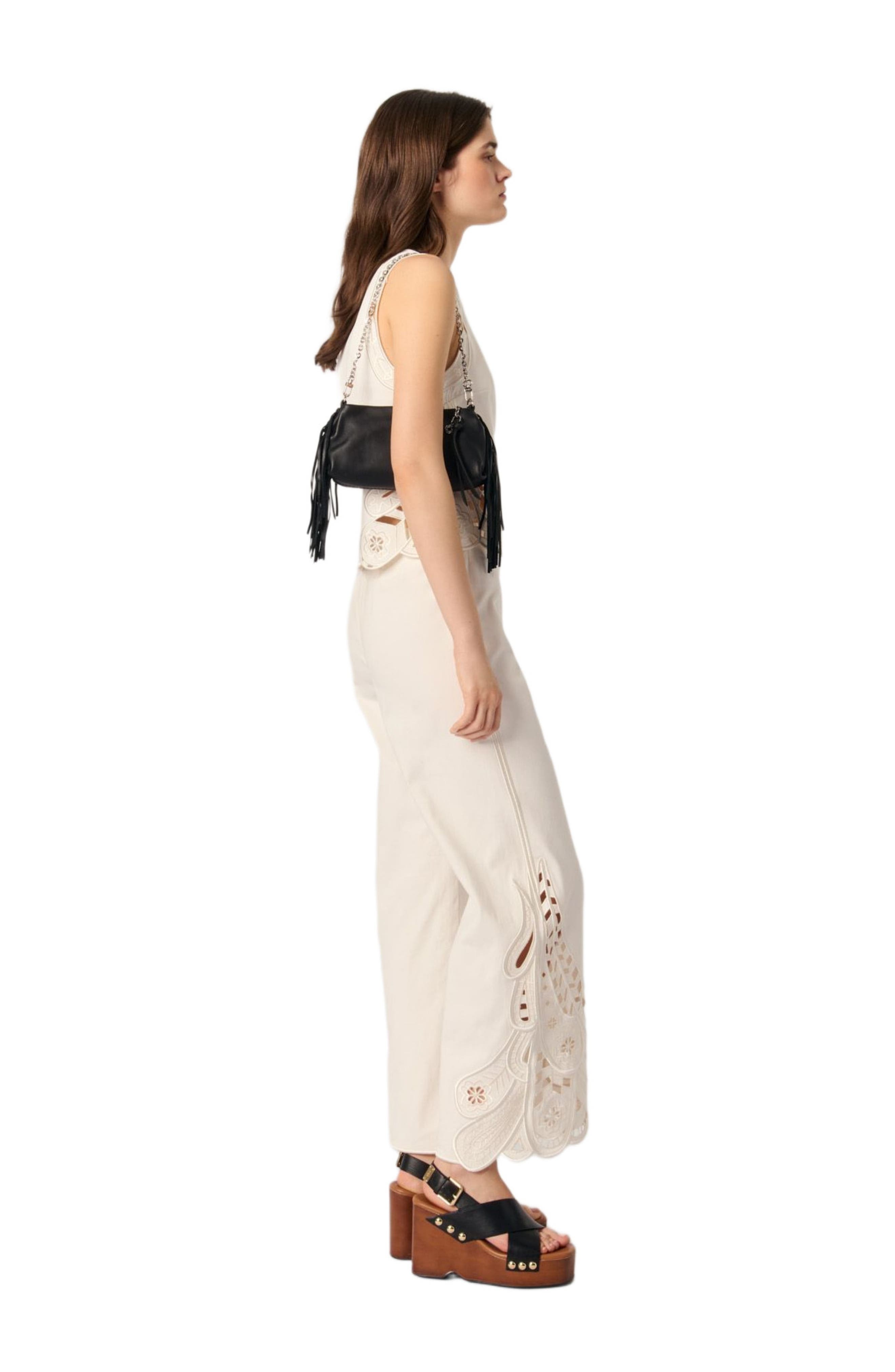 maje Embroidered vest top in Ecru at Nordstrom - 2