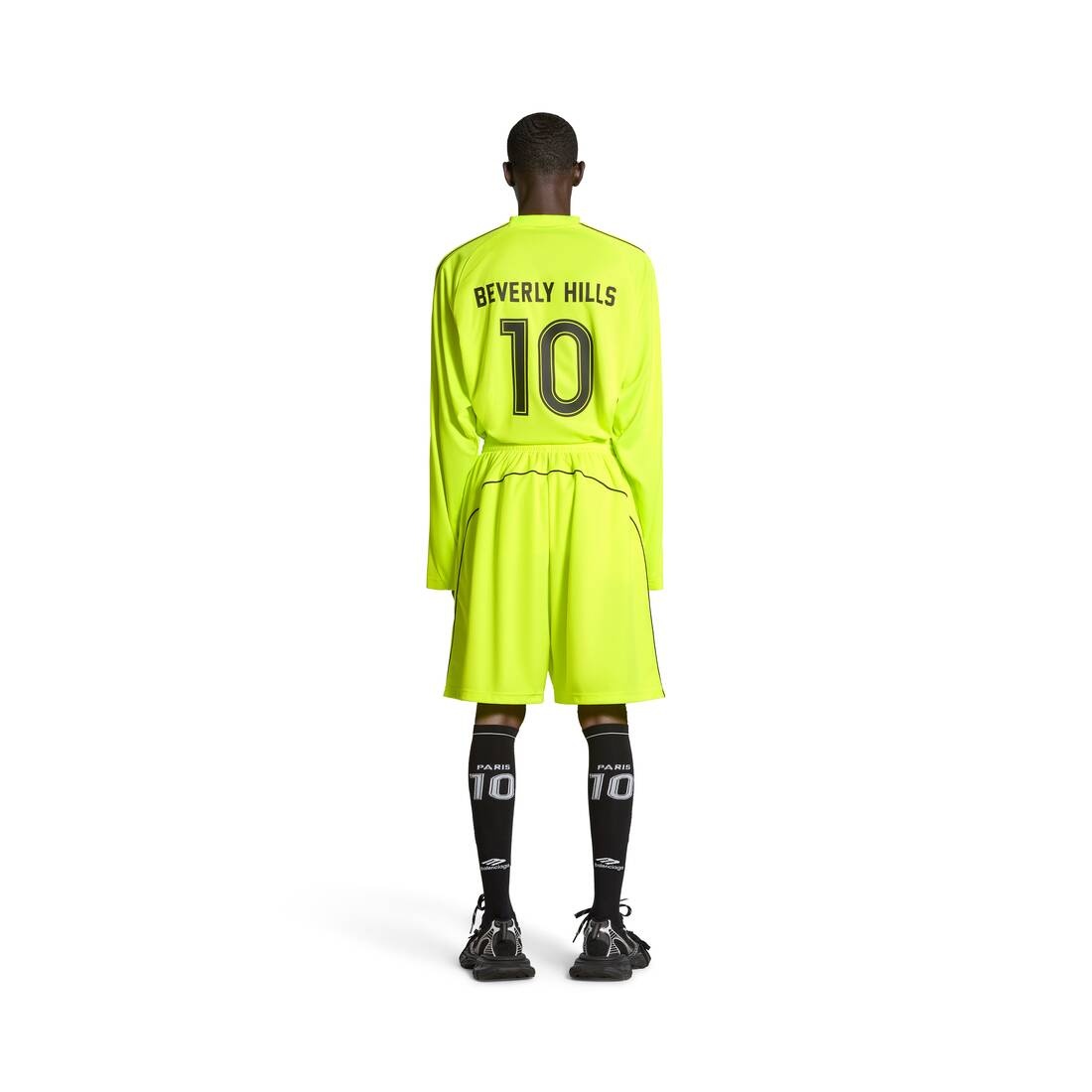 Men's Soccer Baggy Shorts in Neon Yellow - 4