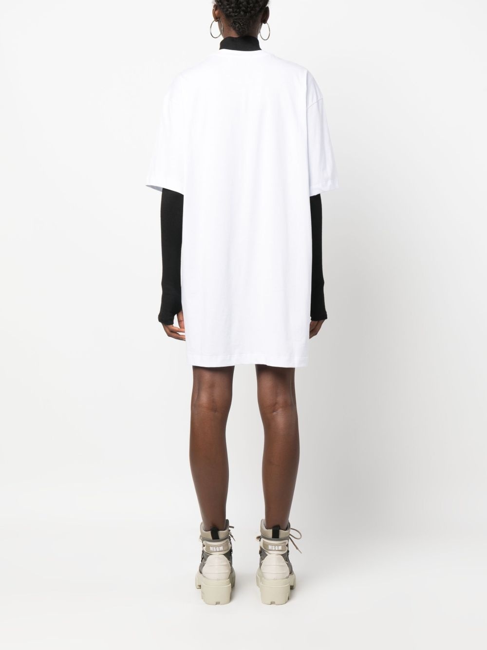 logo-print cotton T-shirt dress - 4
