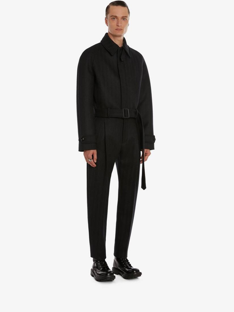 Herringbone Cropped Coat in Charcoal 3