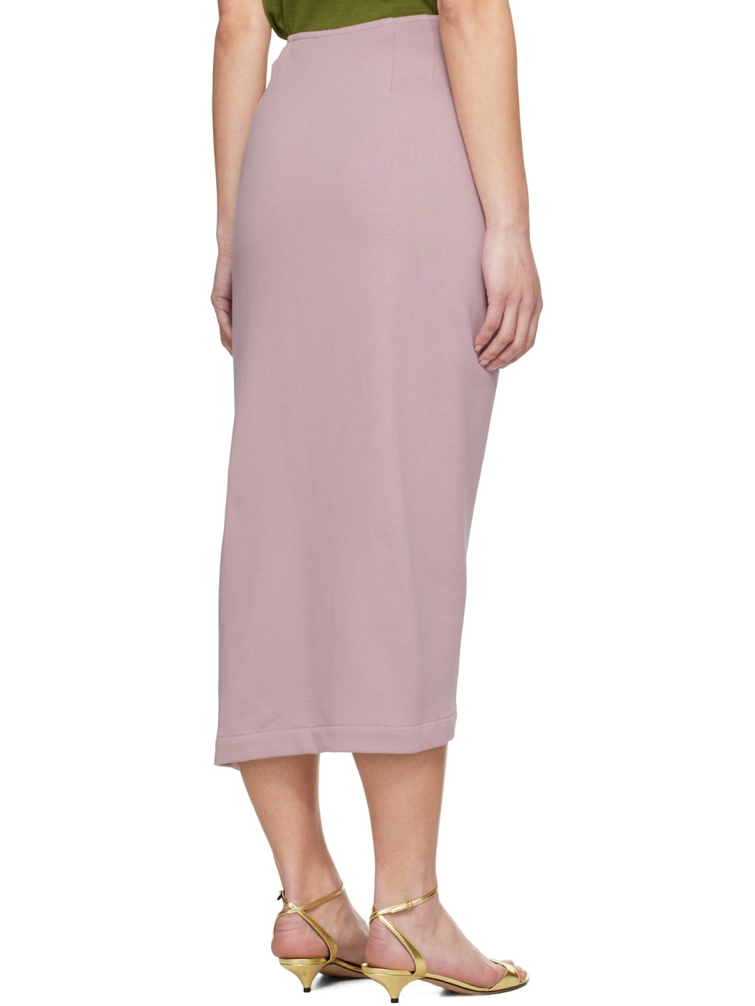 Pink Ruffled Cotton Midi Skirt - 3