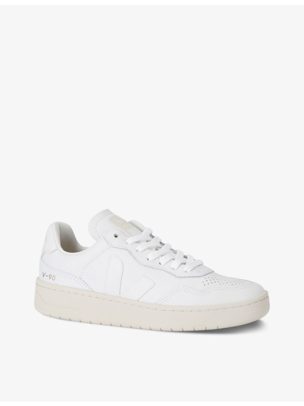 Women's V90 logo-embroidered low-top leather trainers - 3