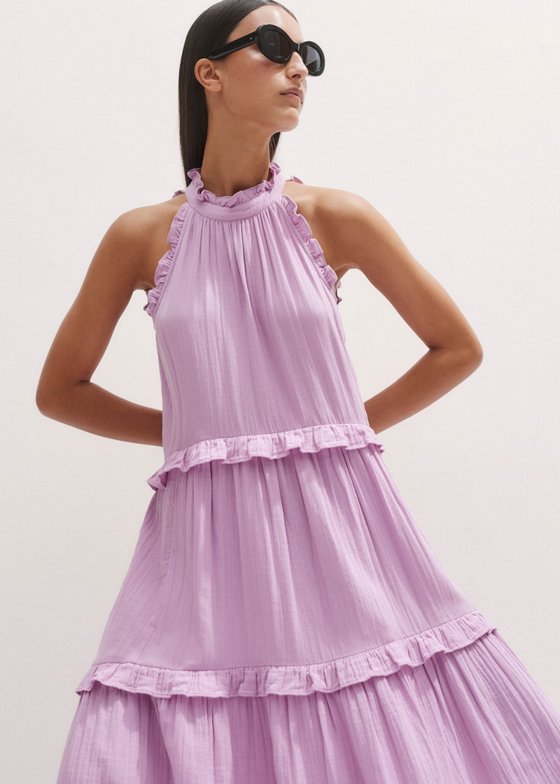 Cheesecloth Frill Full-Length Dress 5