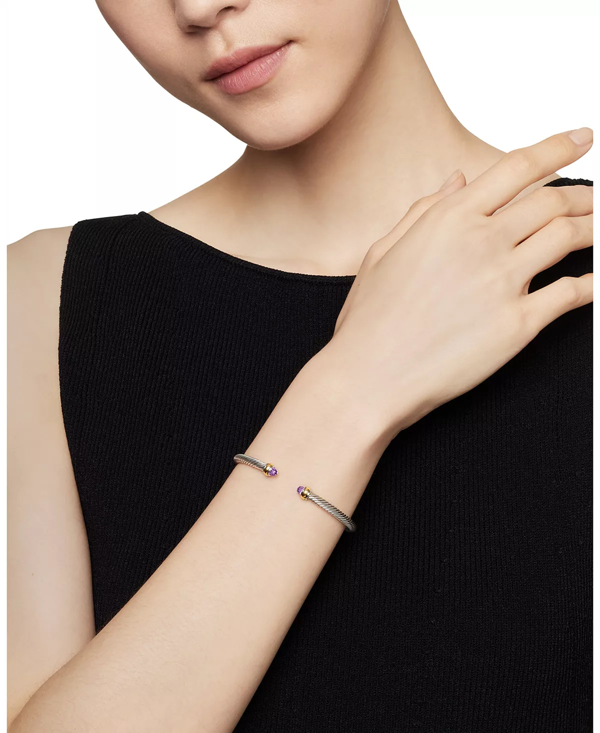 Cable Classic Bracelet with Gemstones or Sterling Silver - 7