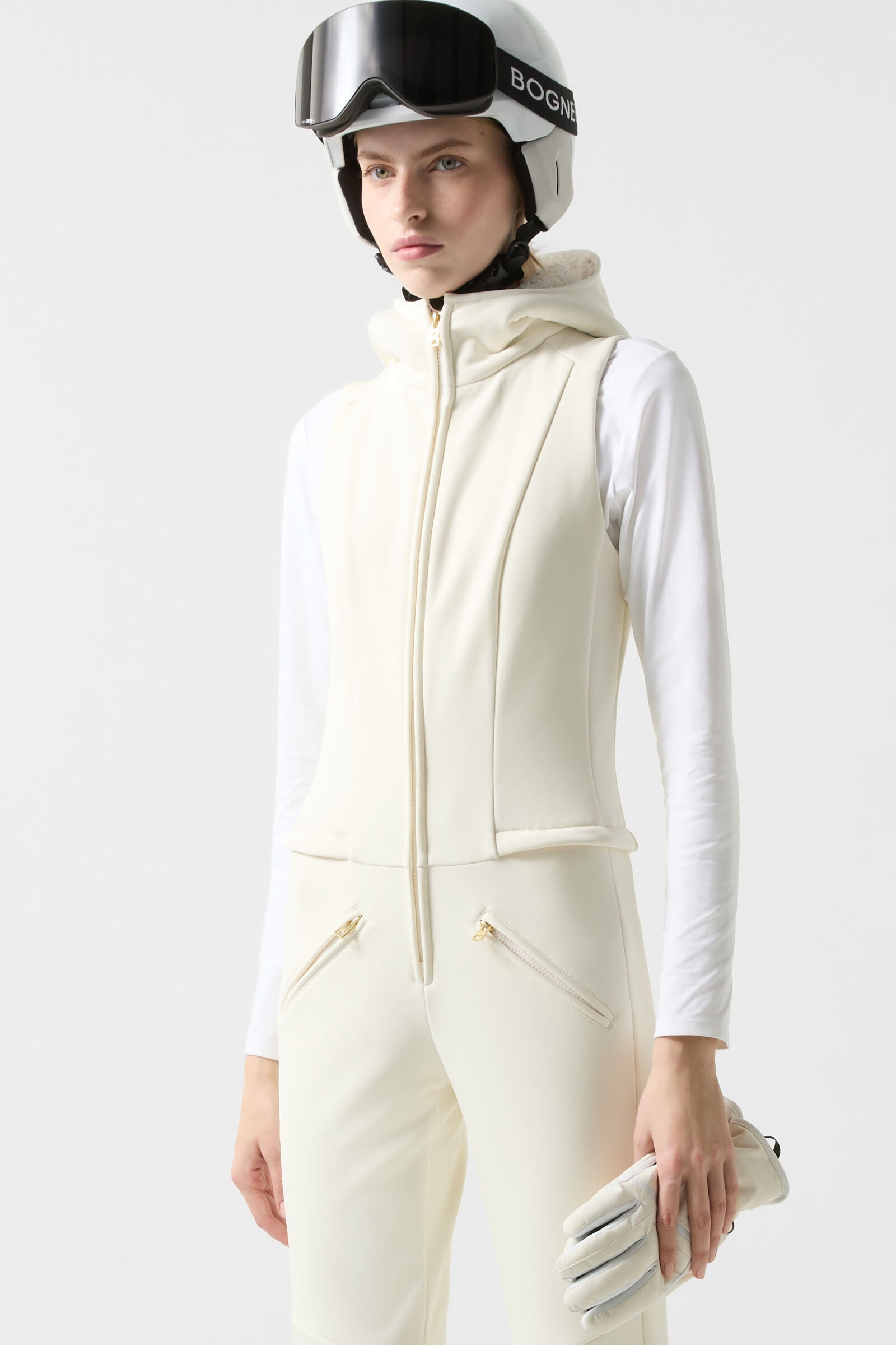Aya Two-in-one ski overalls in Cream - 6