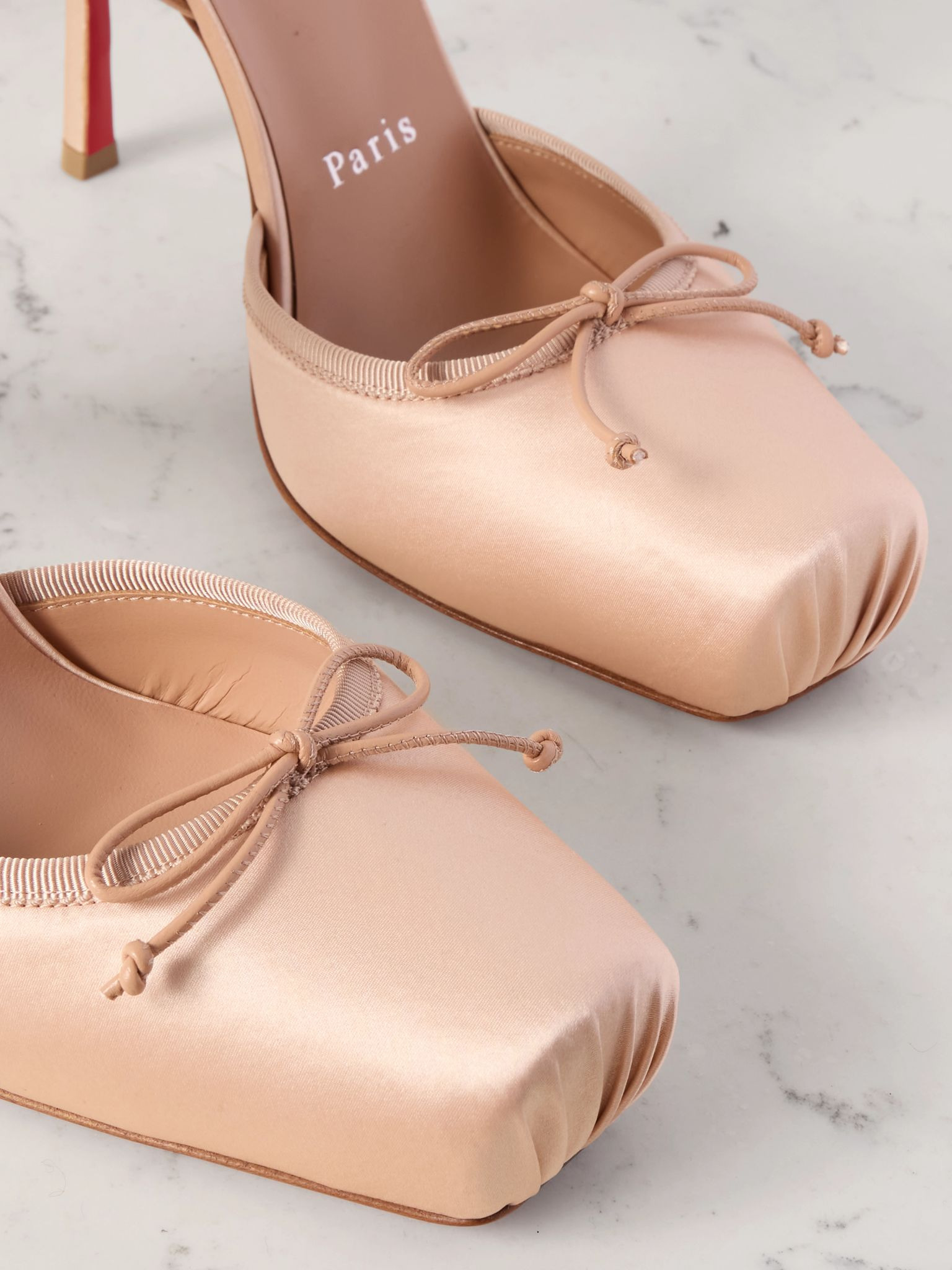 Cassia 100 bow-detailed satin-crepe pumps Blush - 4