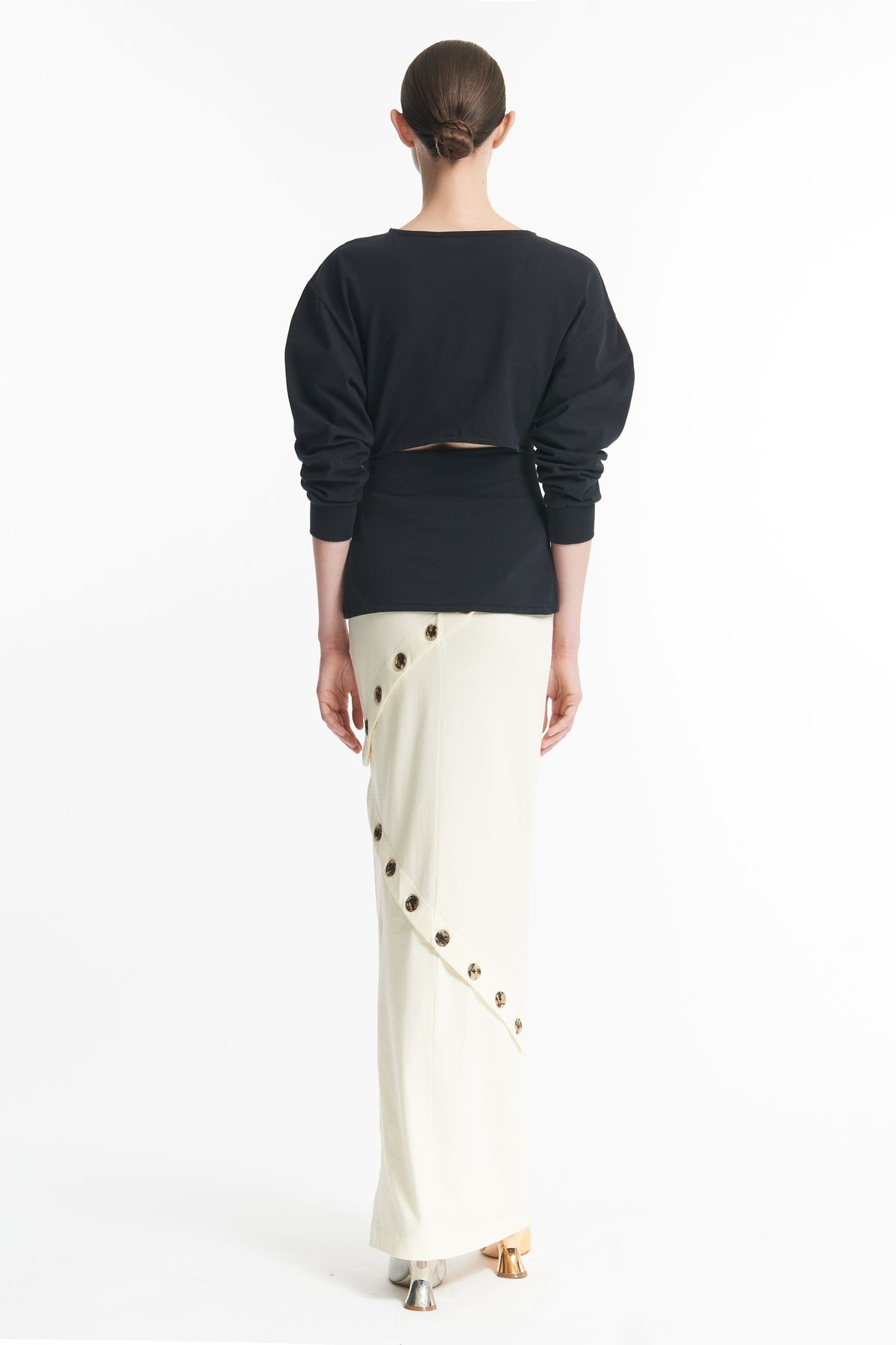 FITTED JERSEY MAXI SKIRT IVORY - 4