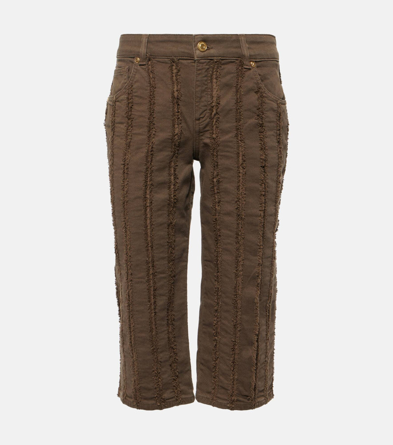 Low-rise cotton-blend cropped pants - 1