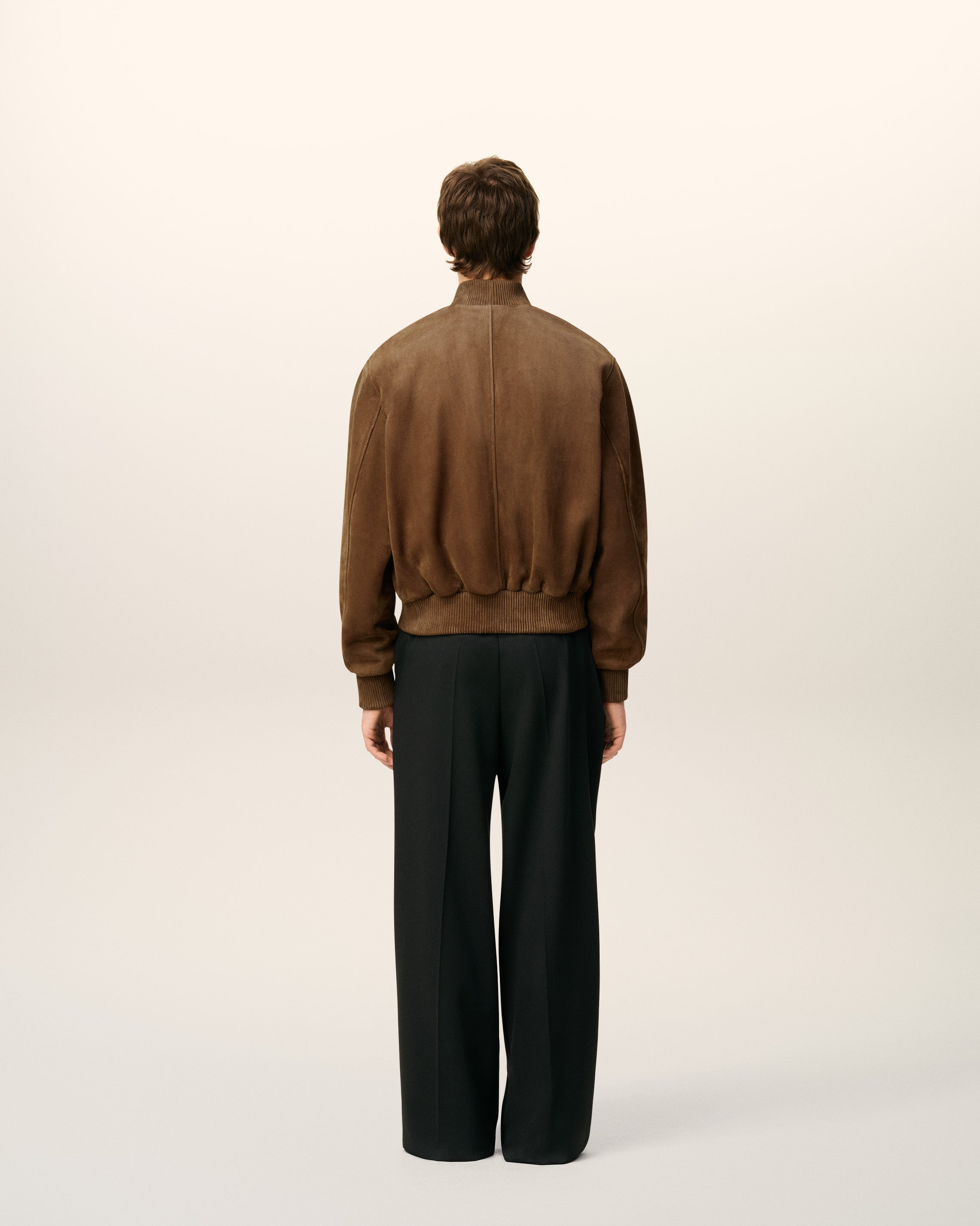 BROWN LEATHER ZIPPED JACKET - 5