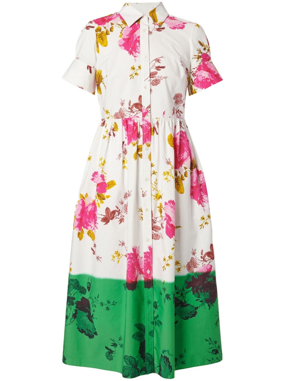 dipped-hem floral-print shirt dress - 1