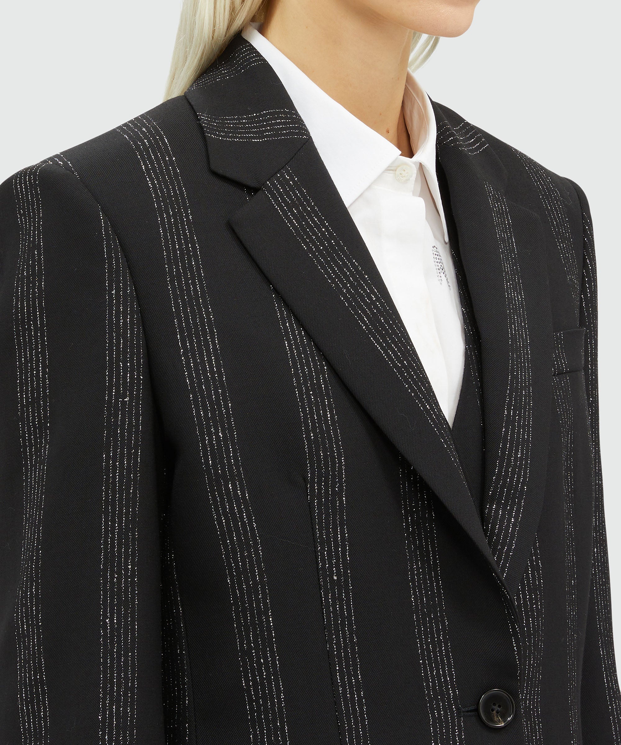 Lurex pinstripe tailored jacket - 5