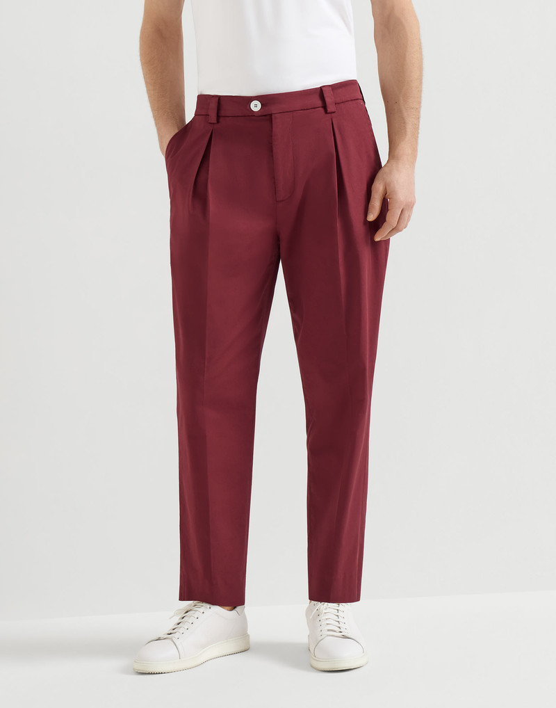Garment-dyed trousers in American Pima cotton comfort gabardine with tee holder 2