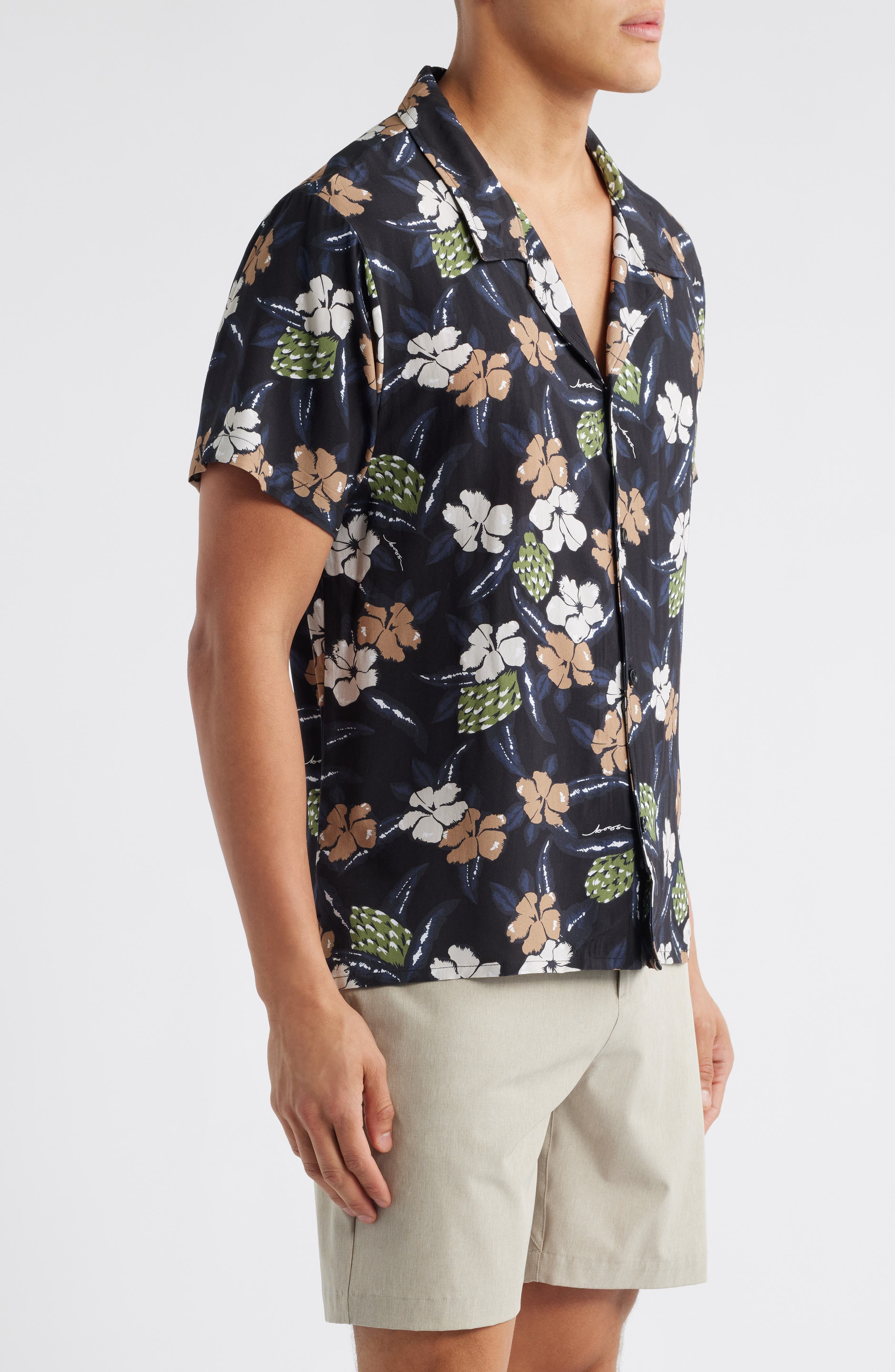 BOSS Beach Camp Shirt in Black at Nordstrom - 3