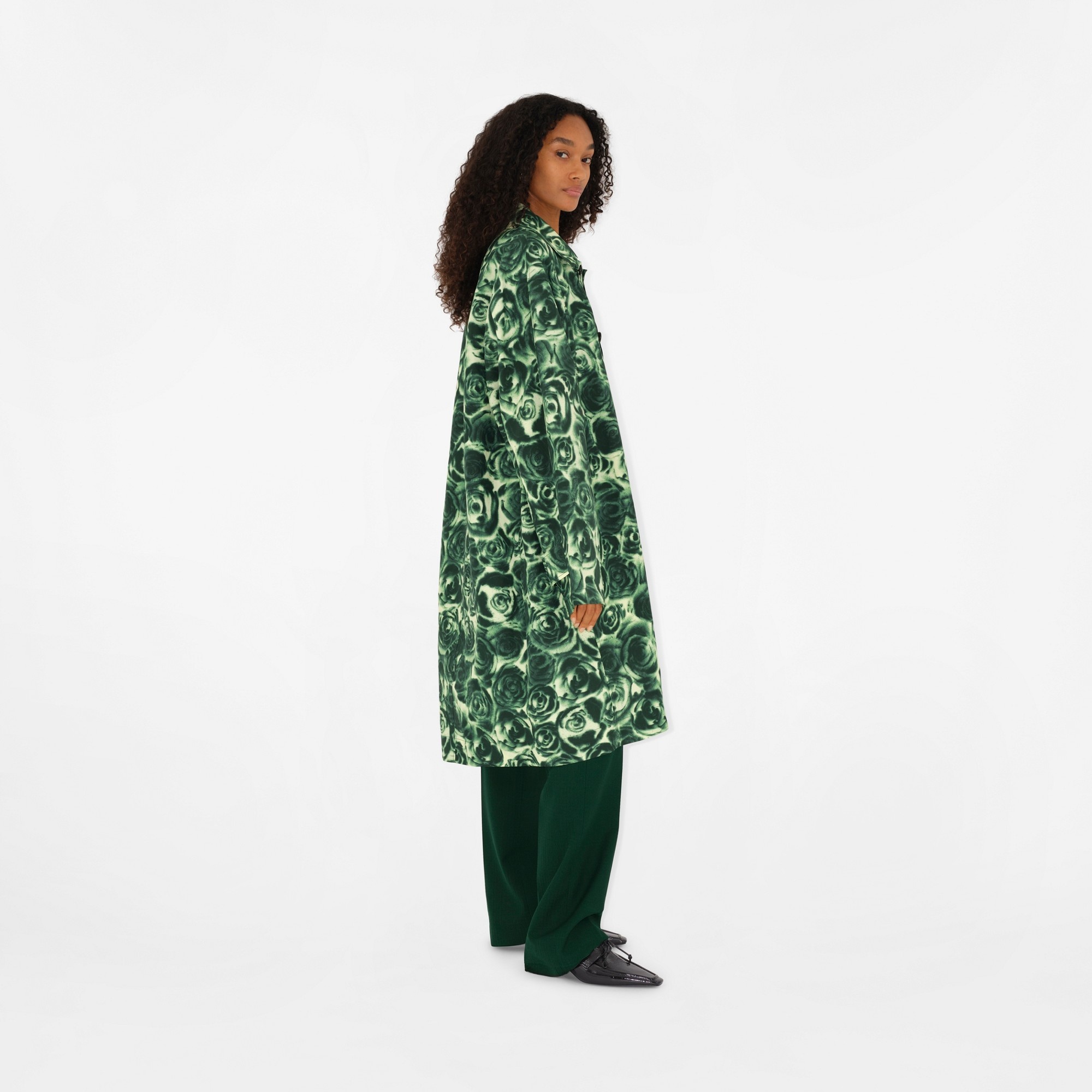 Long Rose Taffeta Car Coat - 3