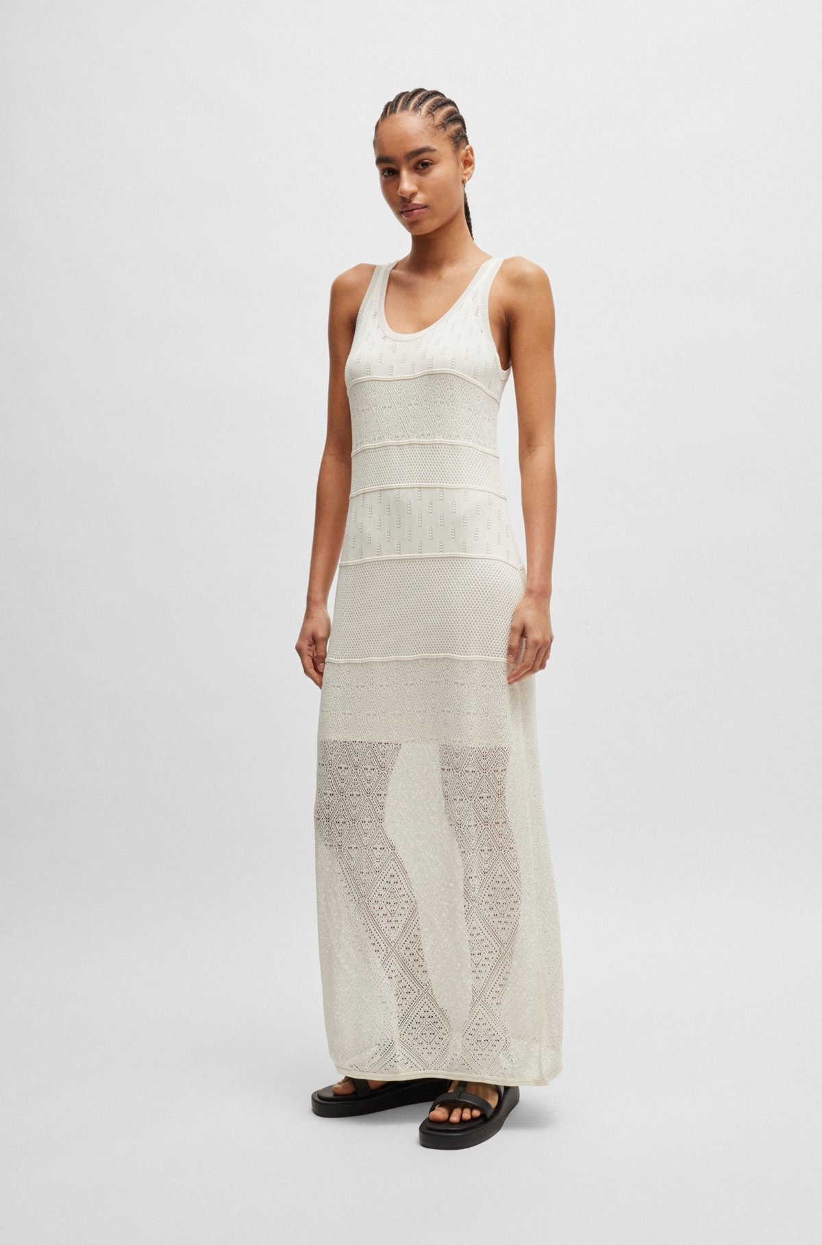 KNITTED DRESS IN MIDI LENGTH WITH MIXED STRUCTURES - 2