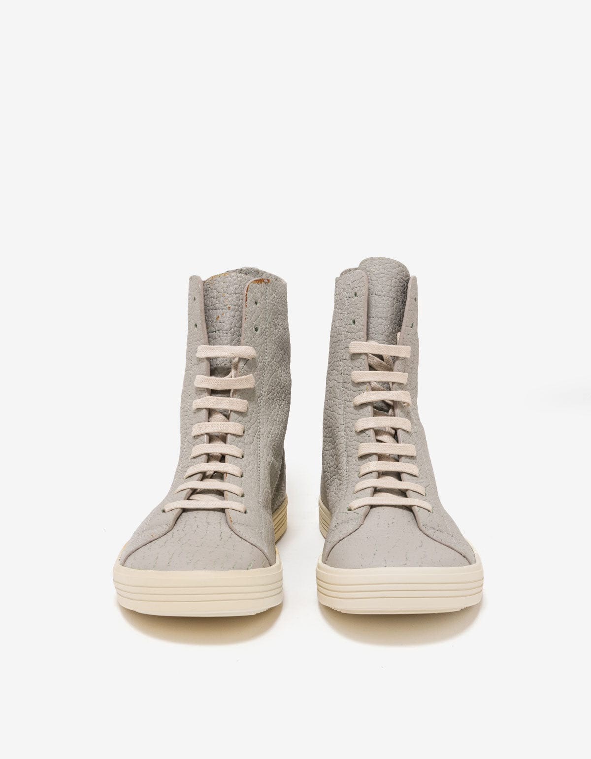Rick Owens Mastosneaks Grey Grain Leather High Top Trainers - AW16 - 4
