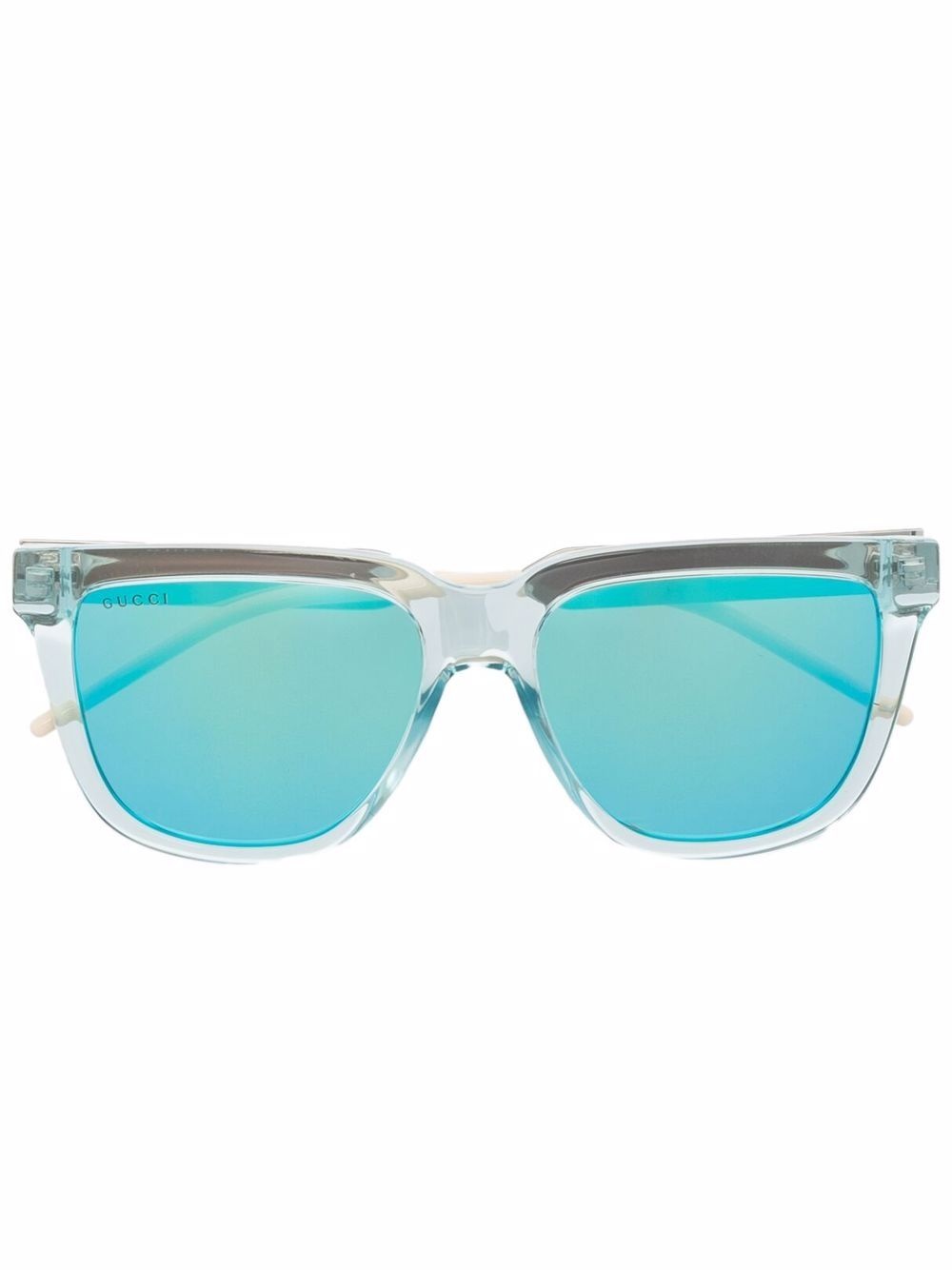 square-frame mirrored sunglasses - 1