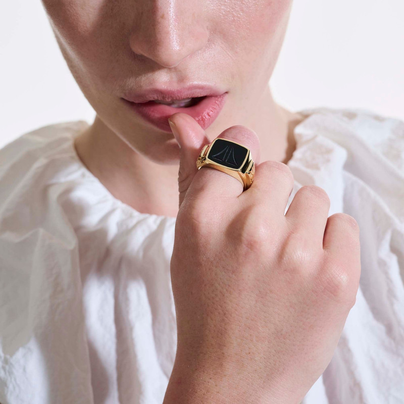 Carved Signet Ring, Gold 7