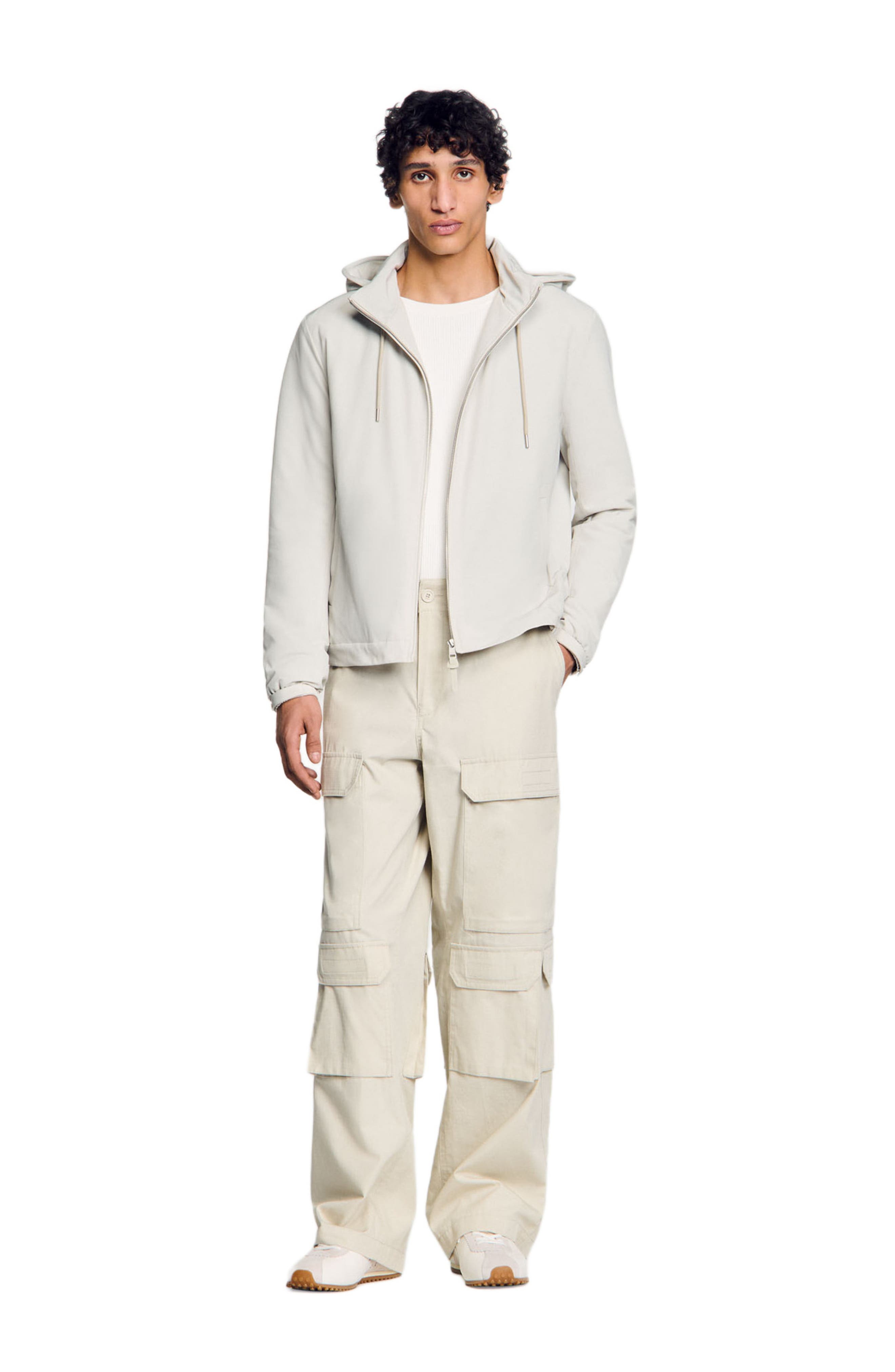 SANDRO Zip-up hooded jacket in Aluminum at Nordstrom - 6