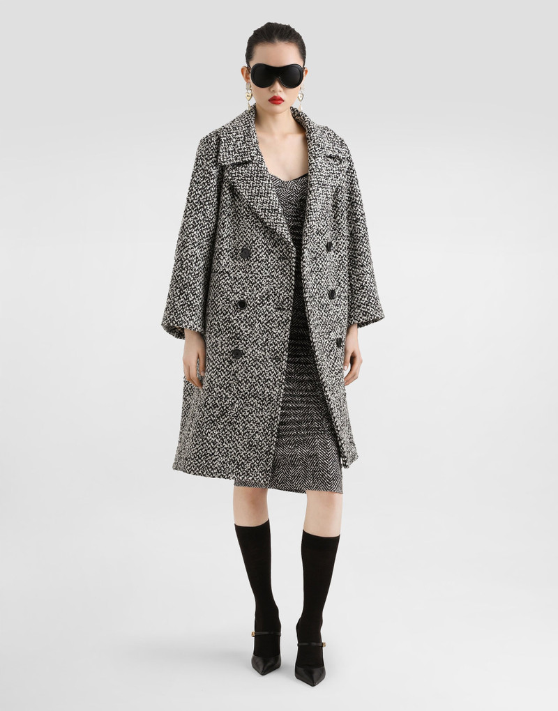 Dolce & Gabbana Habotai silk dress with chevron print outlook